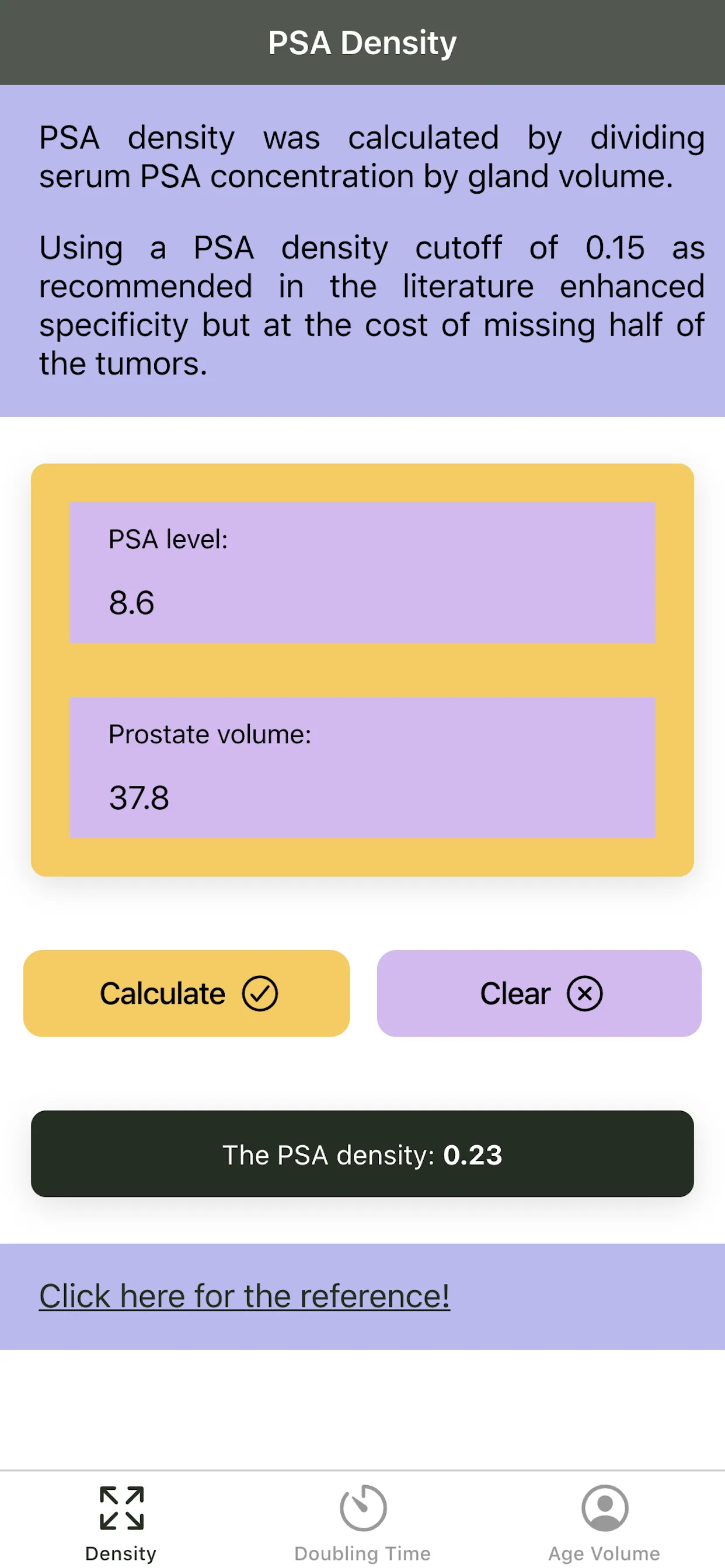 Urology PSA Calculator Pro | Indus Appstore | Screenshot