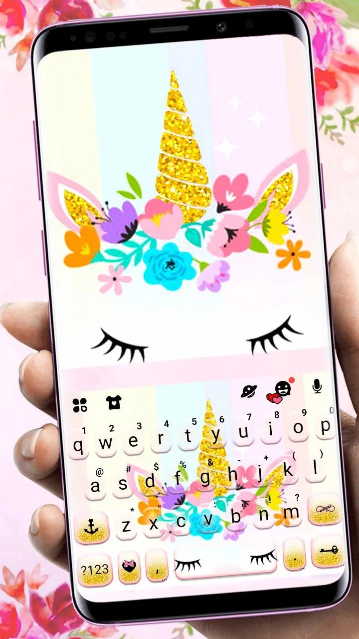 Golden Floral Unicorn Keyboard | Indus Appstore | Screenshot