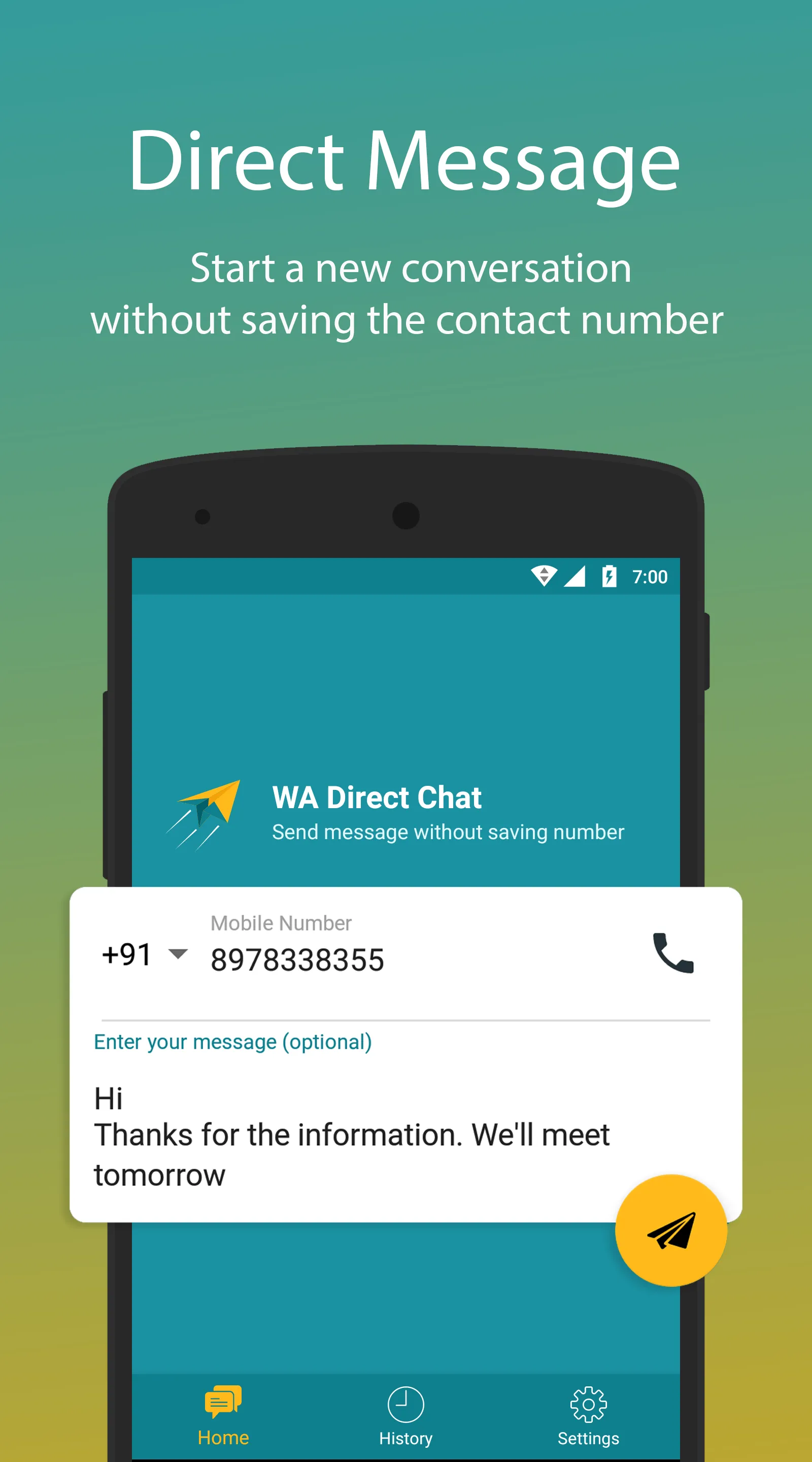 WA Direct Chat -Never Save Num | Indus Appstore | Screenshot