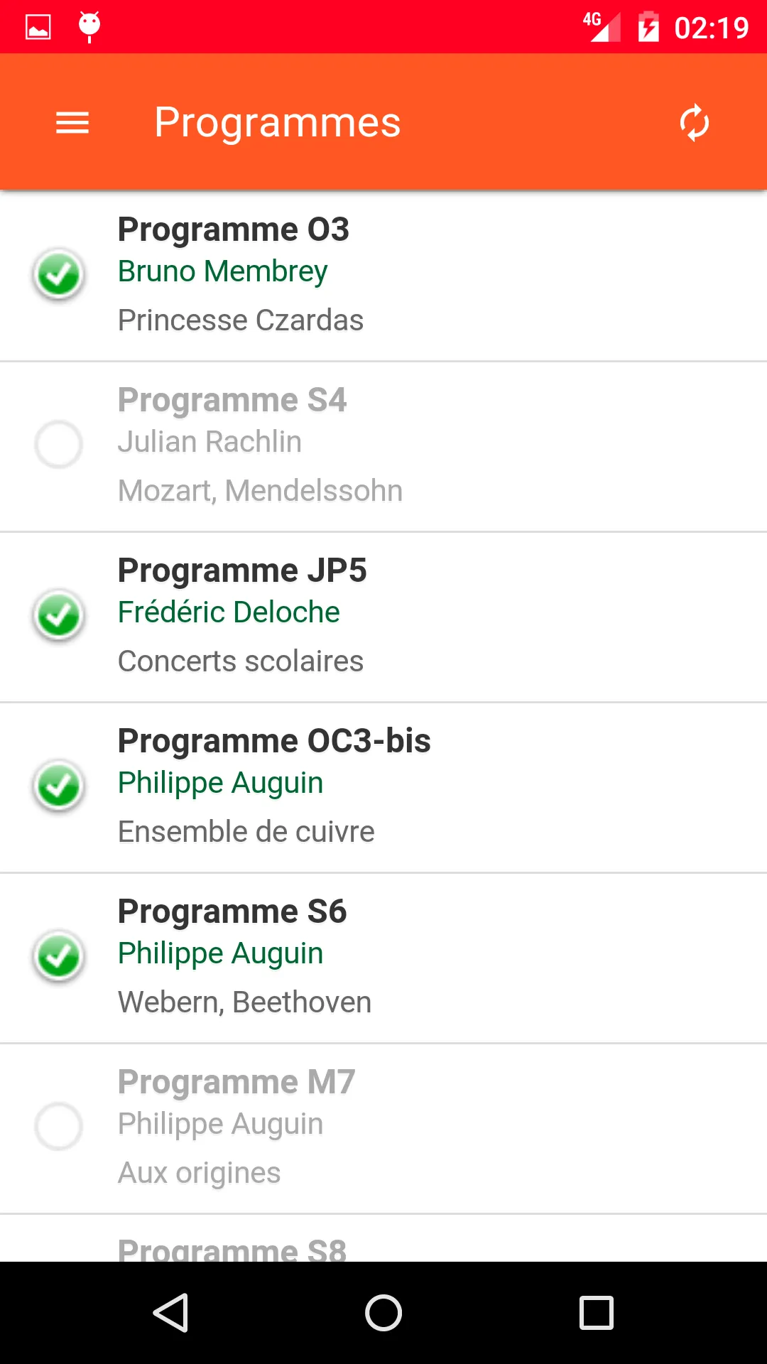 Planning d'orchestre | Indus Appstore | Screenshot