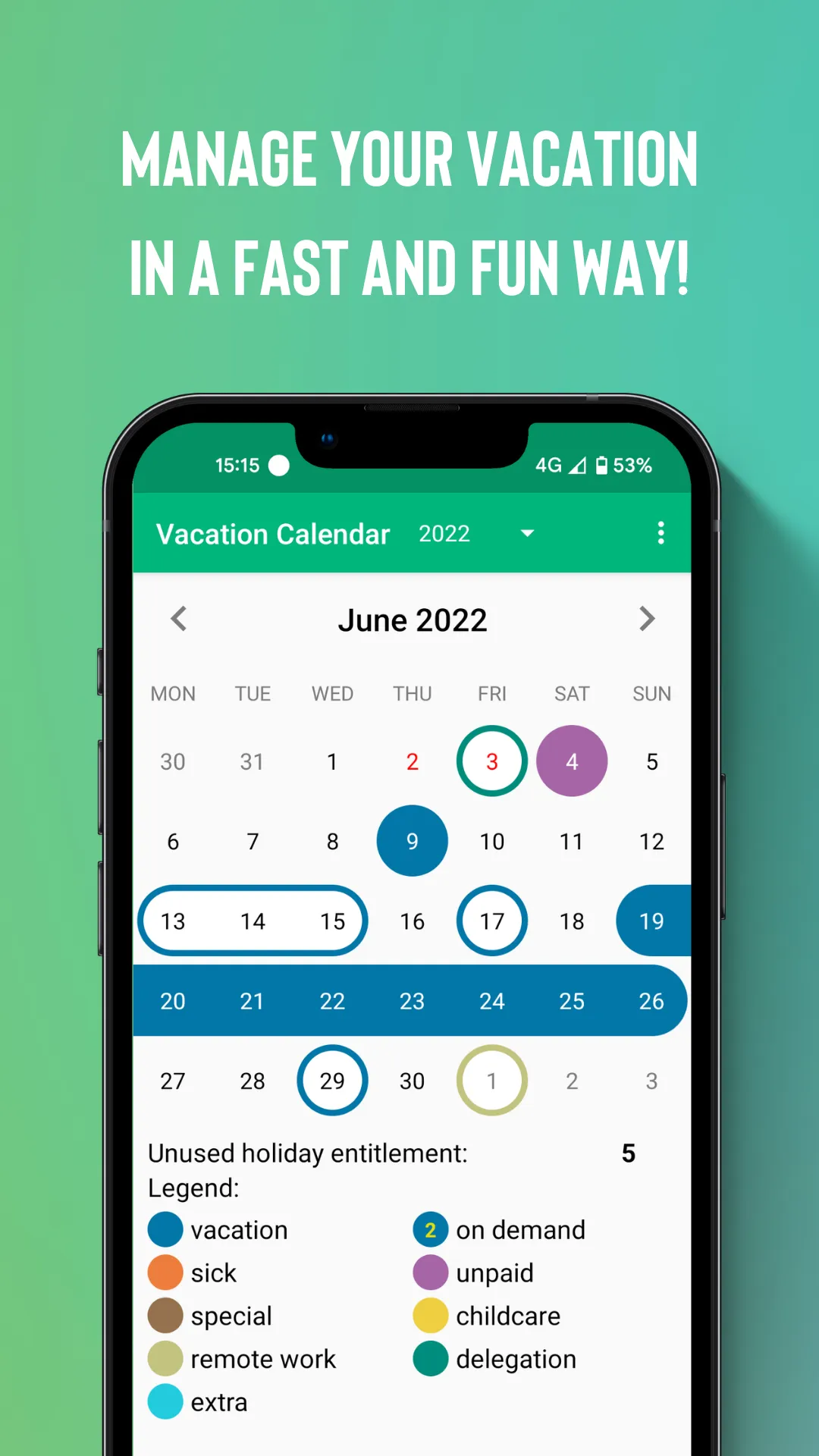 Vacation Calendar | Indus Appstore | Screenshot