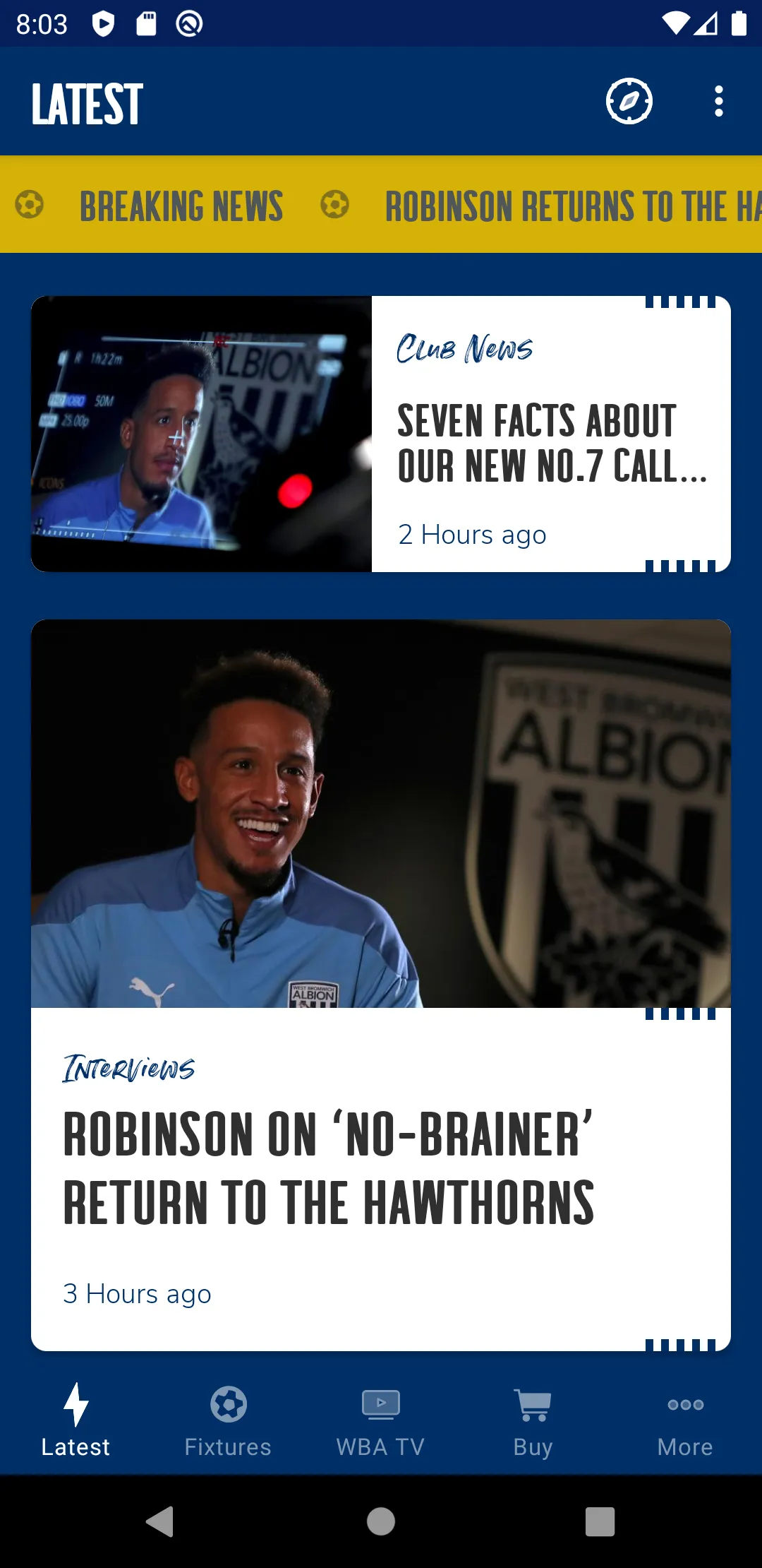 West Bromwich Albion | Indus Appstore | Screenshot