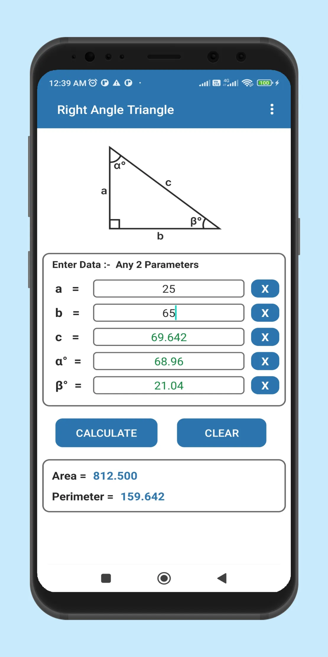 Right Triangle Calculator | Indus Appstore | Screenshot