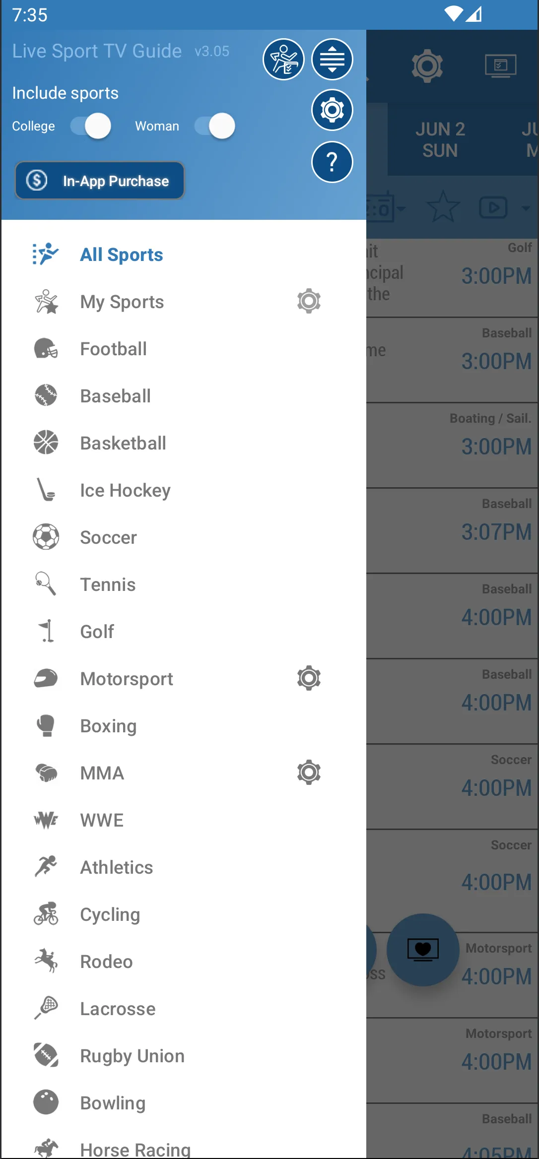 Live Sports TV Listings Guide | Indus Appstore | Screenshot