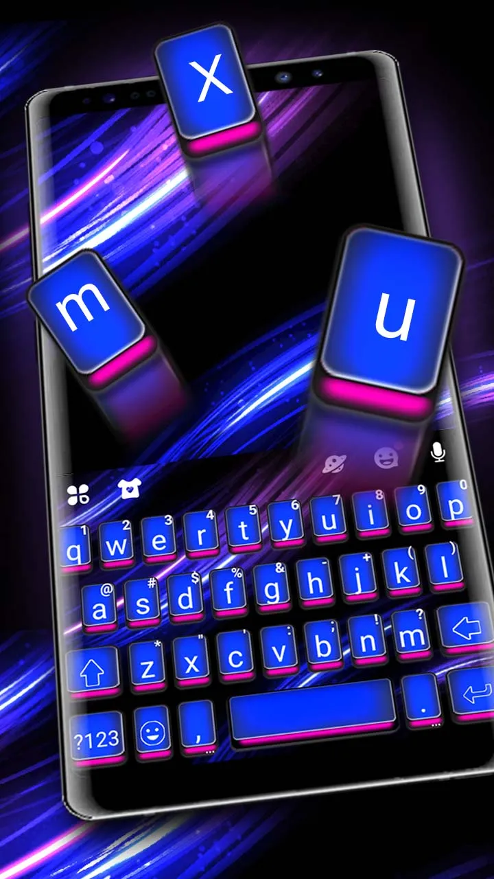 Neon Blue Lights Keyboard Them | Indus Appstore | Screenshot