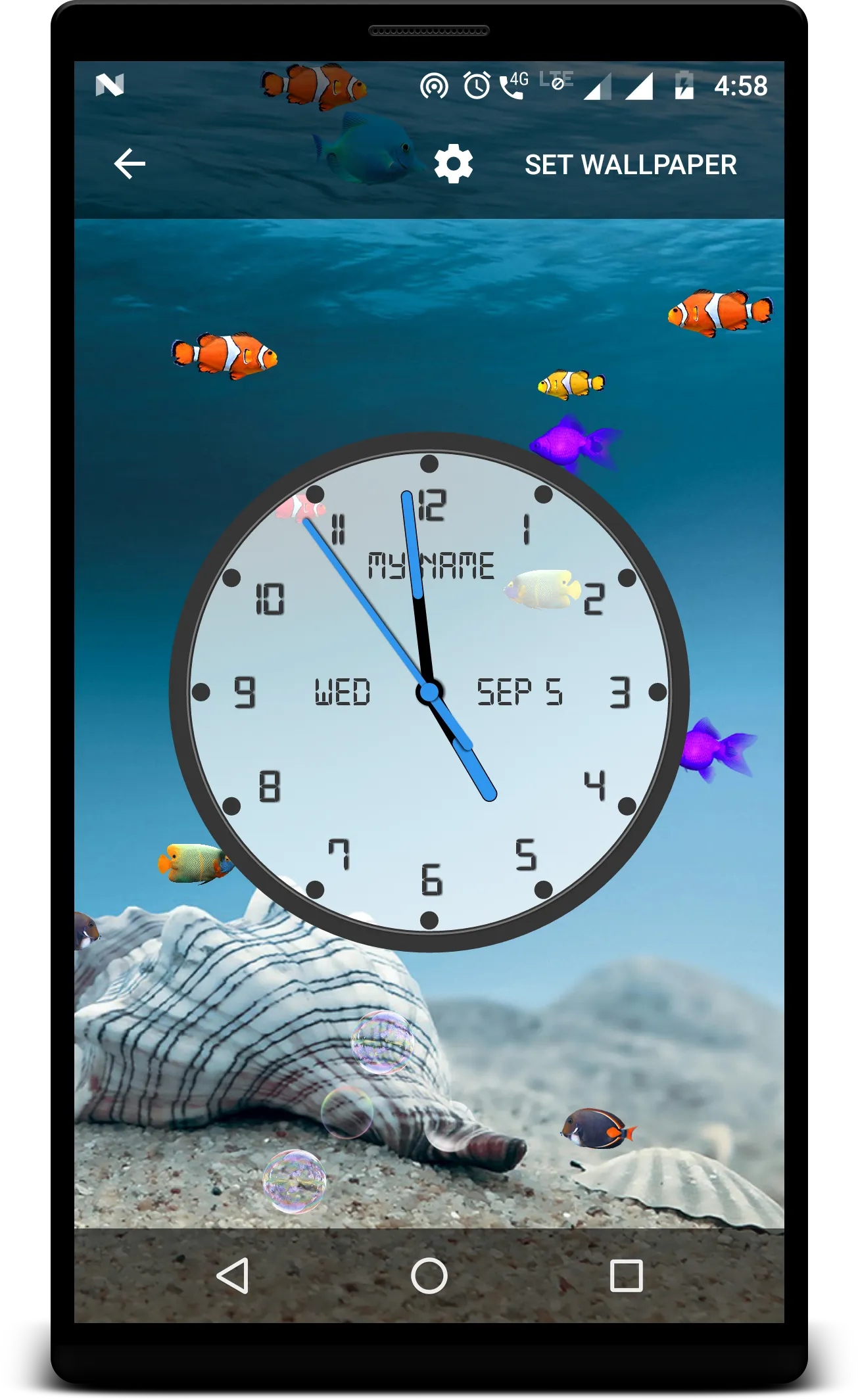 Aquarium Clock Live Wallpaper | Indus Appstore | Screenshot