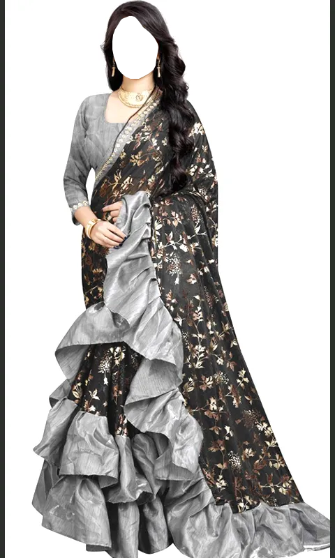 Women Ruffle Saree Photo Suit | Indus Appstore | Screenshot