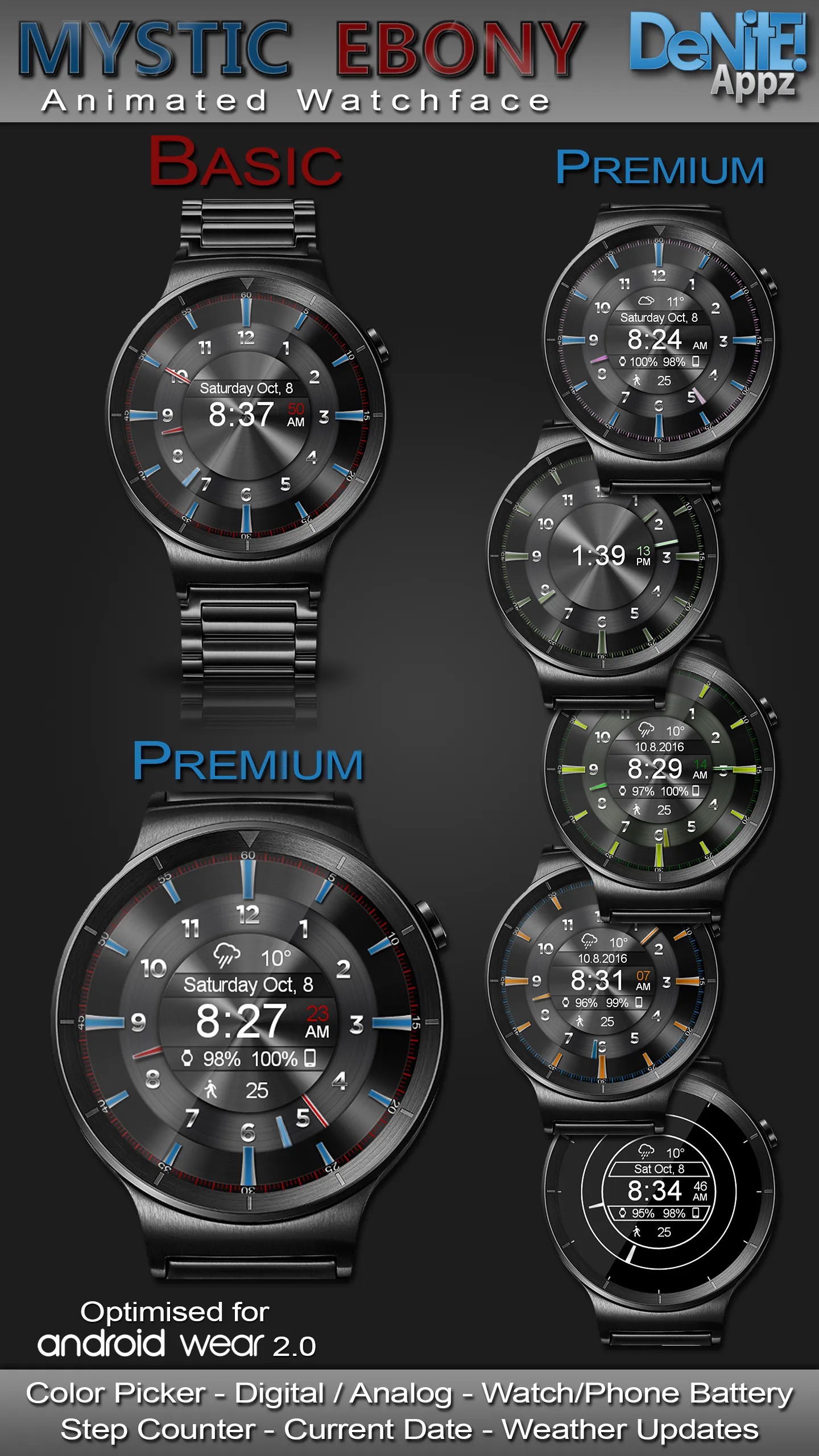 Mystic Ebony HD Watch Face | Indus Appstore | Screenshot