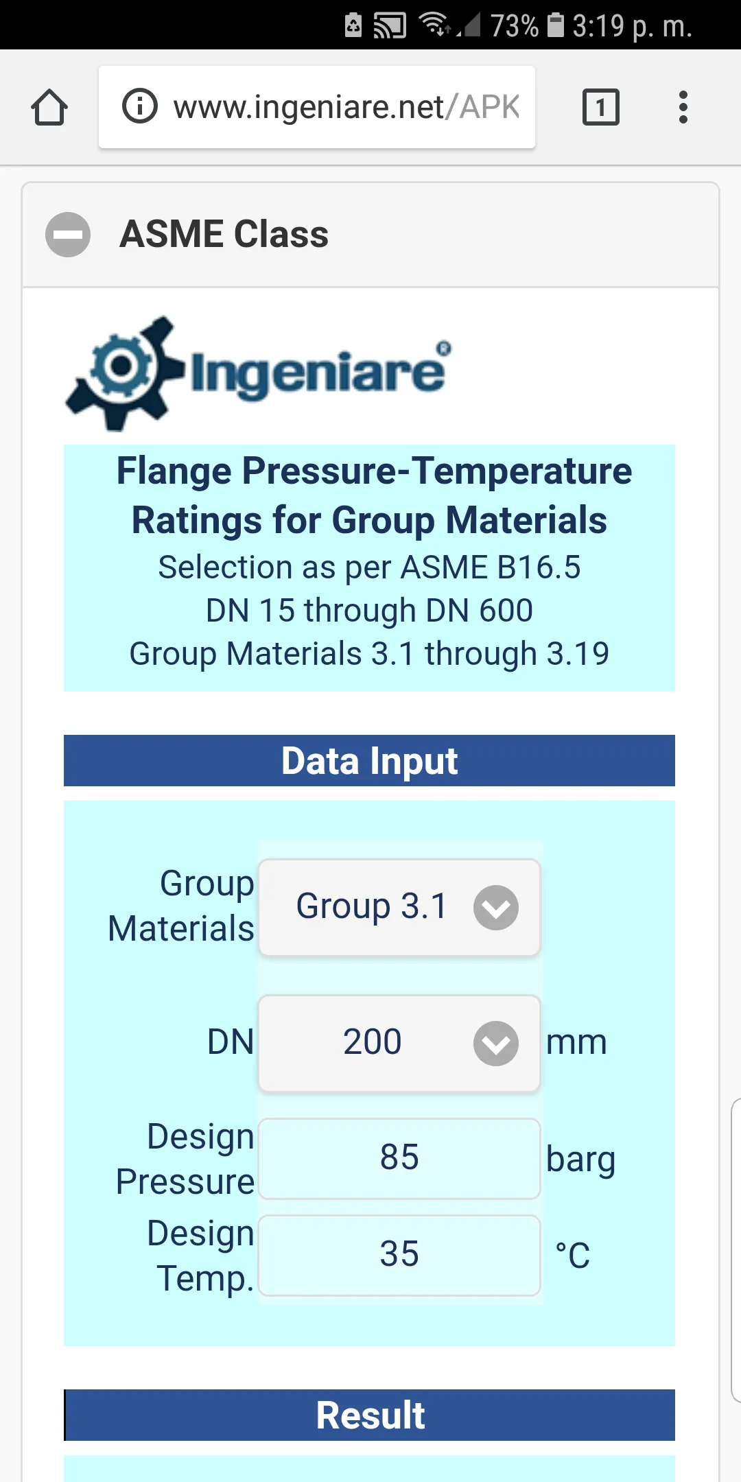 ASME B16.5 Group 3.1 to 3.19 S | Indus Appstore | Screenshot