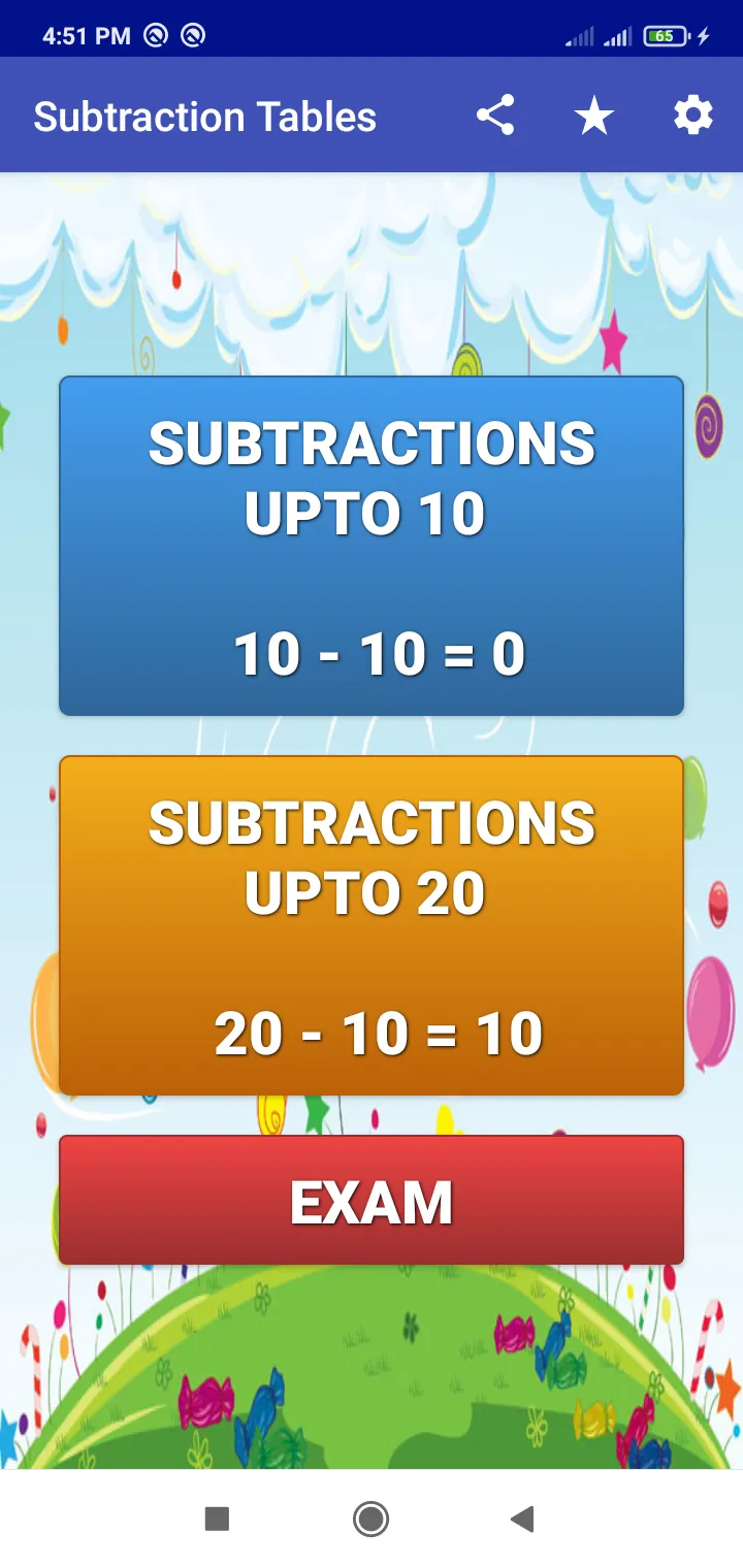 Subtraction Tables | Indus Appstore | Screenshot