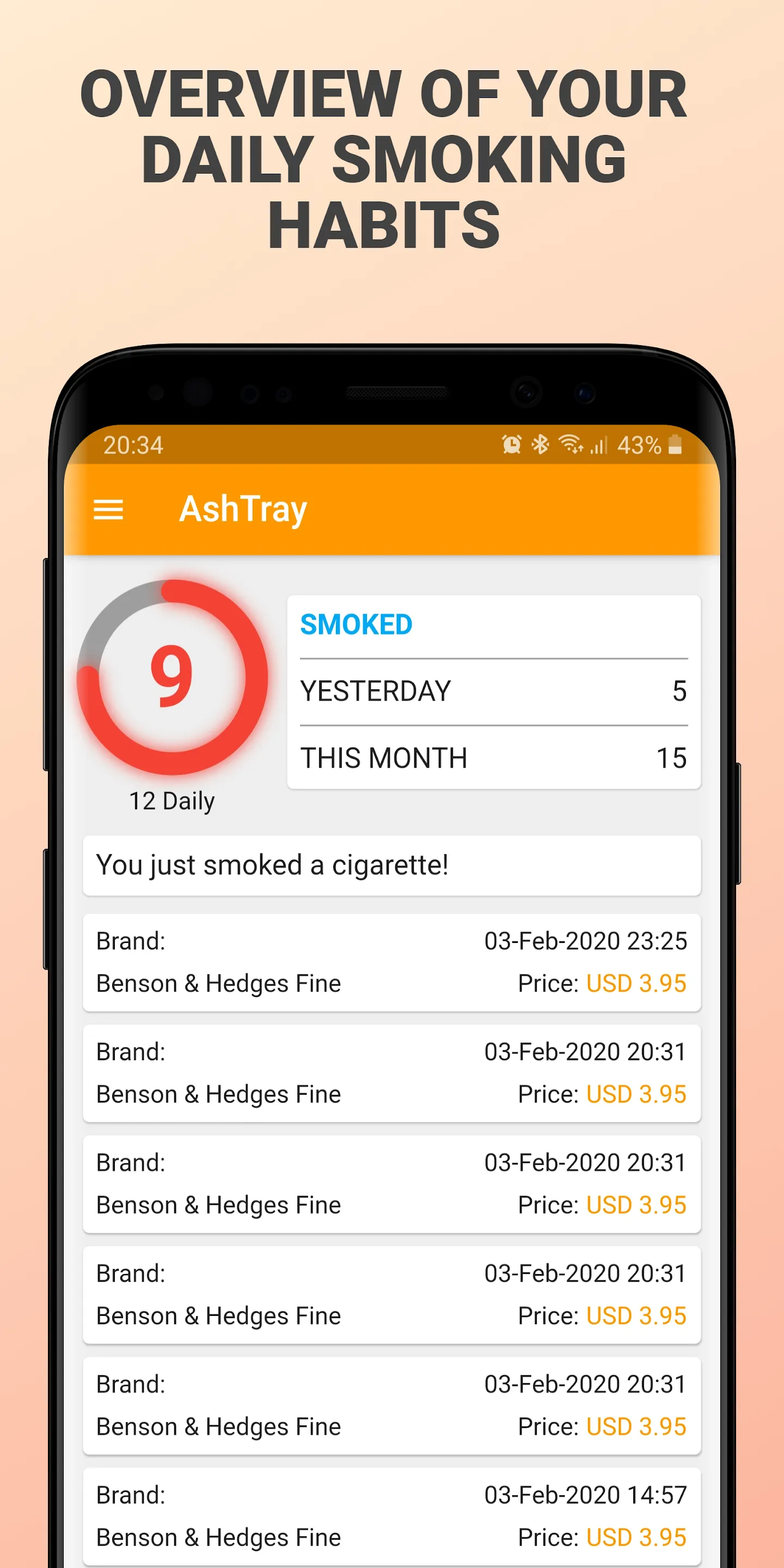 AshTray - Cigarette Counter | Indus Appstore | Screenshot