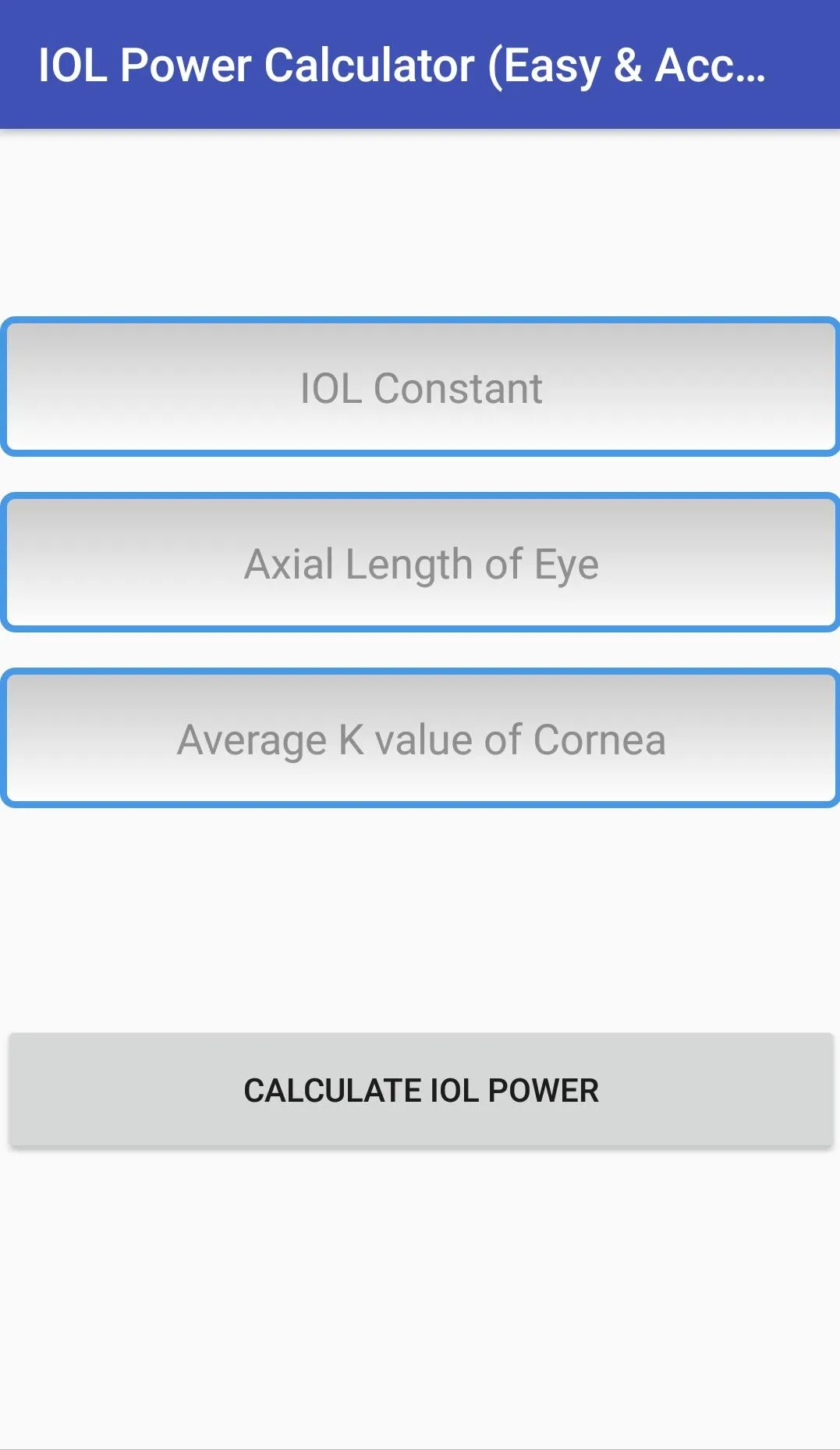 IOL Power Calculator | Indus Appstore | Screenshot