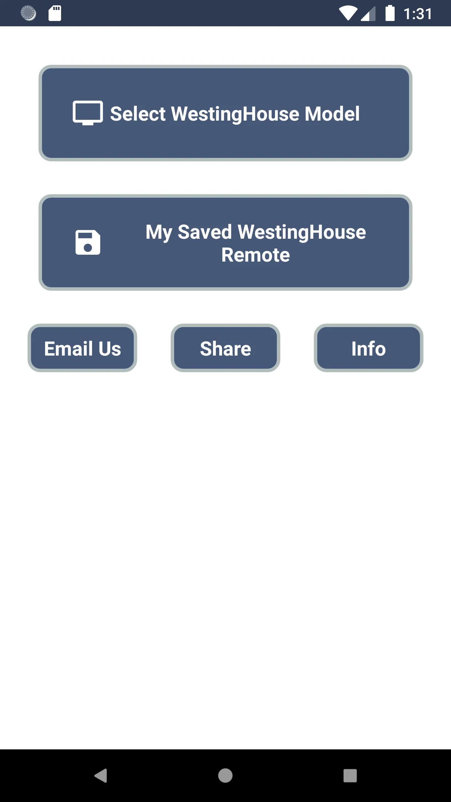 WestingHouse TV Remote | Indus Appstore | Screenshot