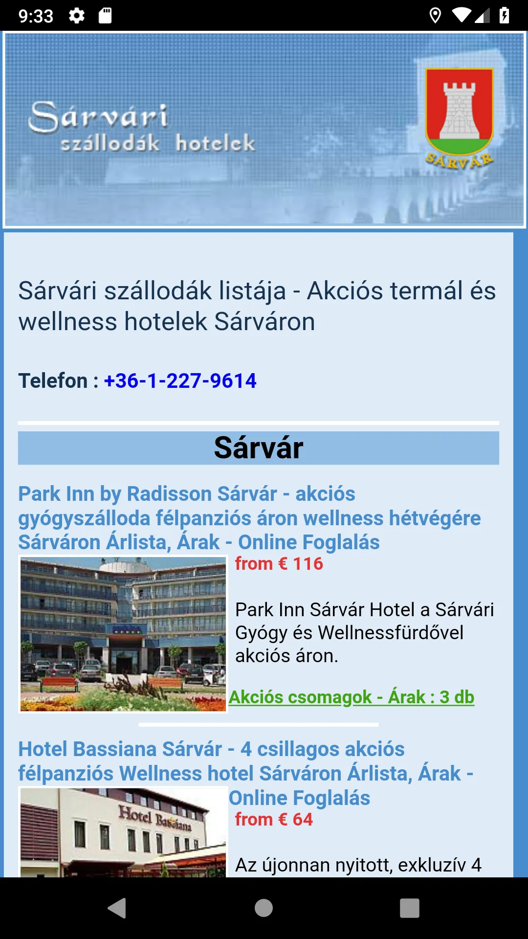 Sárvár szállás, akciós sárvári | Indus Appstore | Screenshot