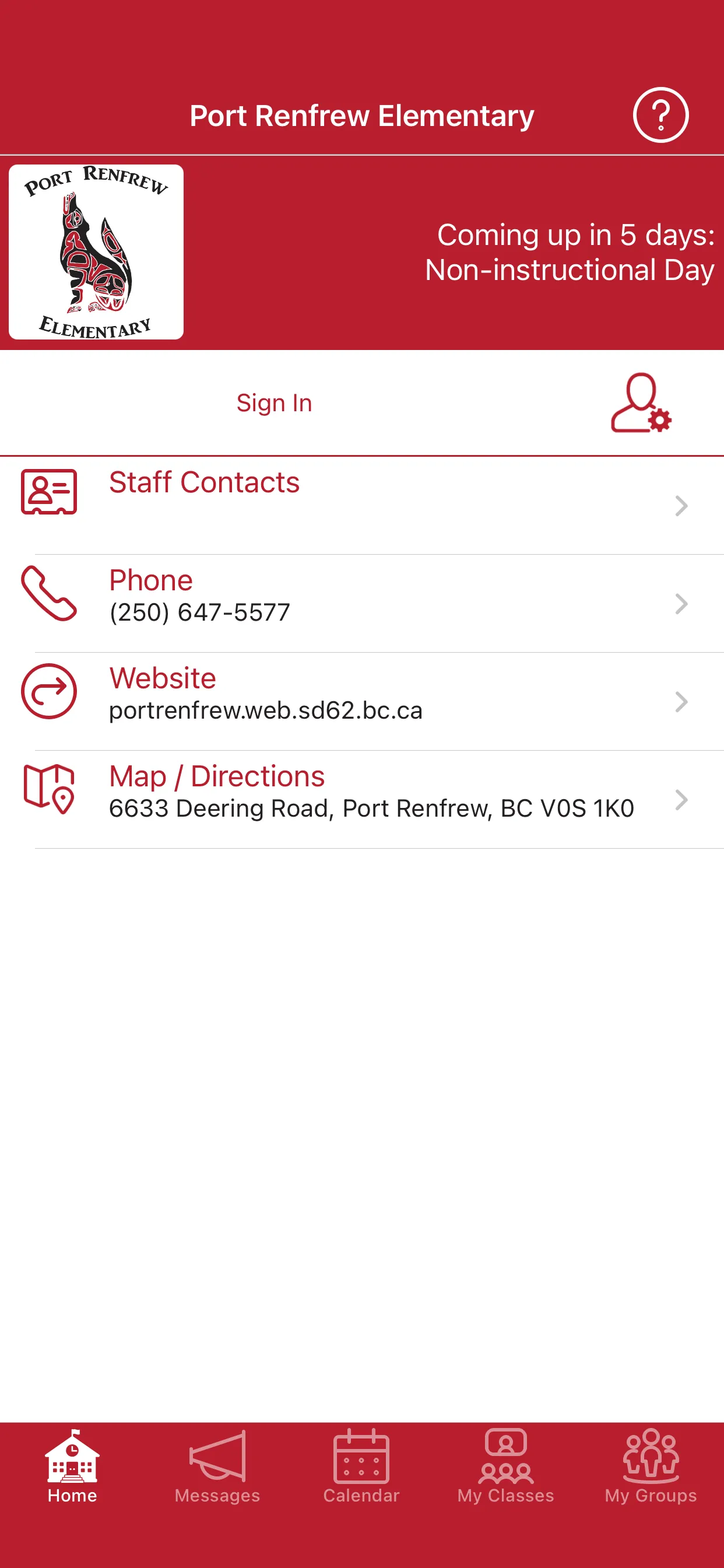 Port Renfrew Elementary | Indus Appstore | Screenshot