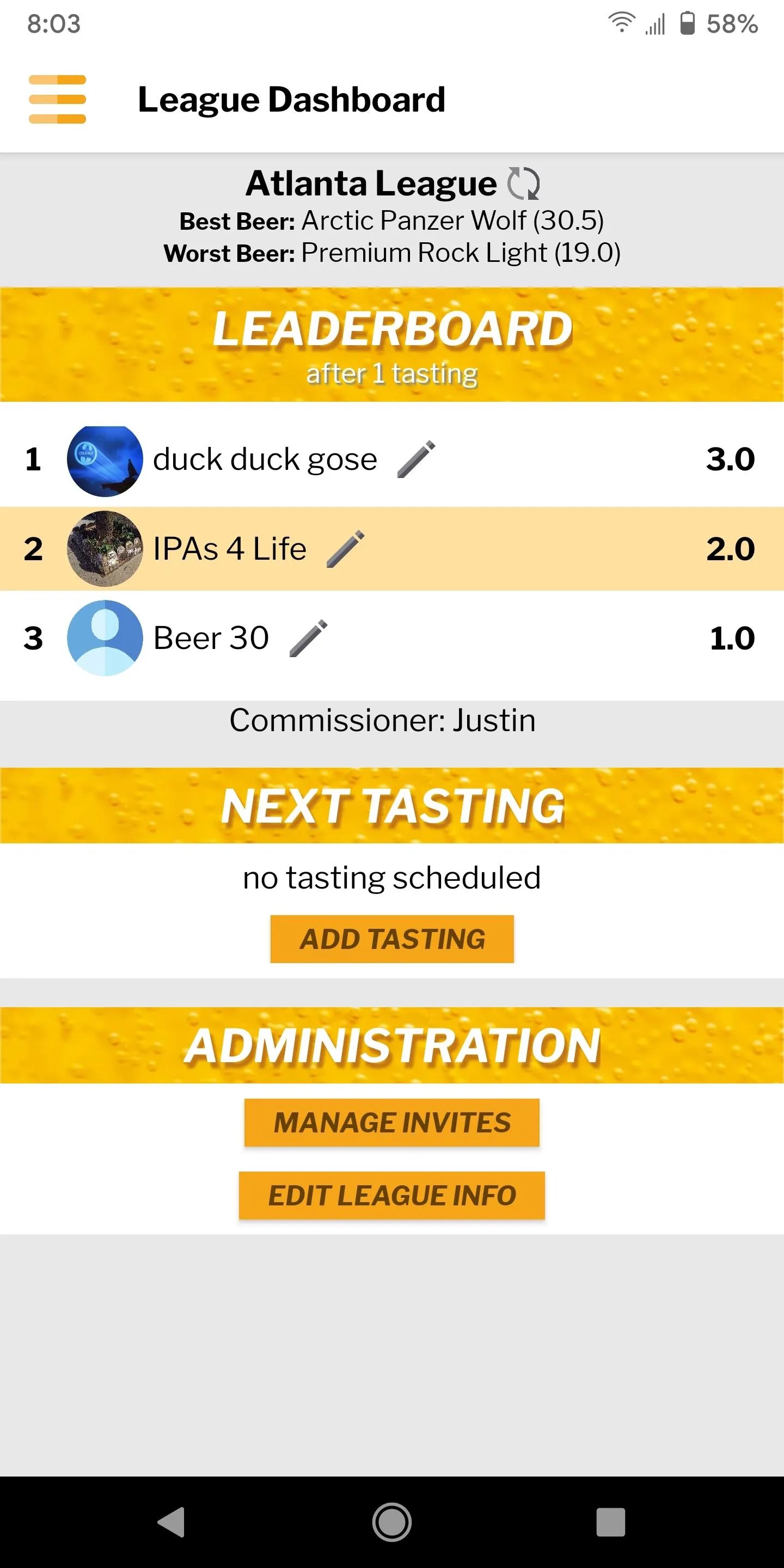 Fantasy Beer League | Indus Appstore | Screenshot