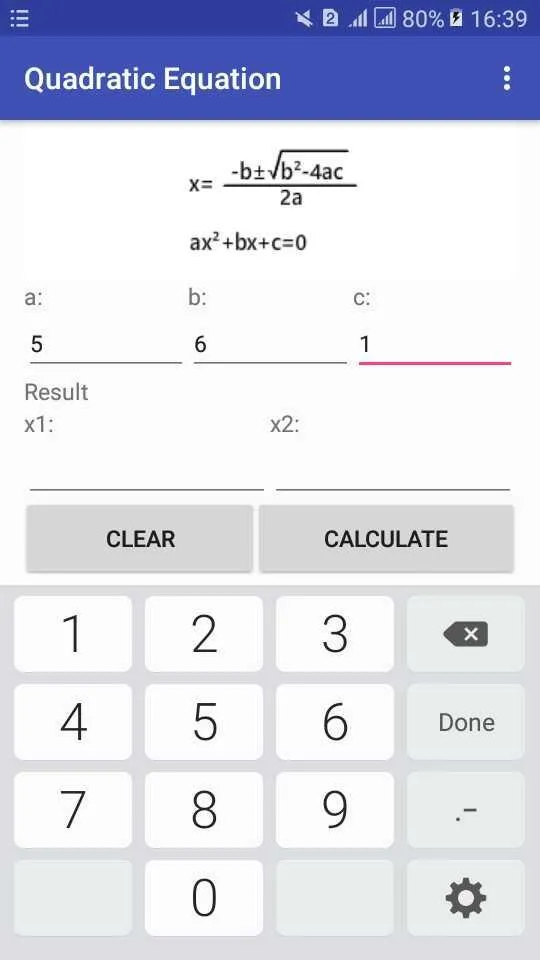 Quadratic Equation Calculator | Indus Appstore | Screenshot