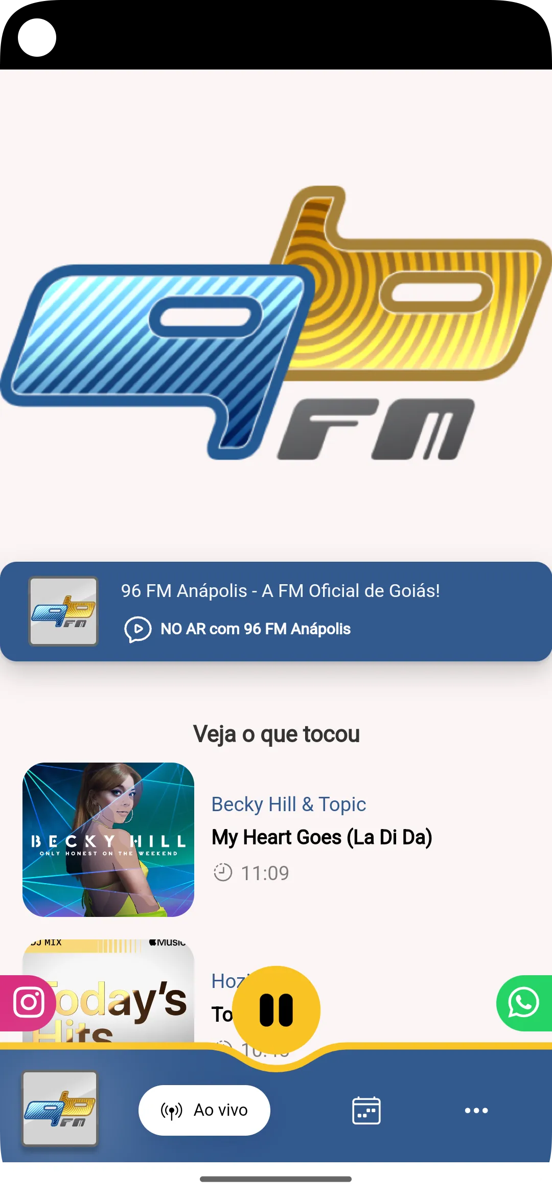 96 FM Anápolis | Indus Appstore | Screenshot