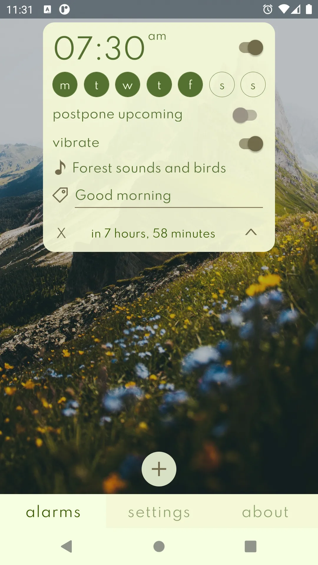 Nature sounds alarm clock | Indus Appstore | Screenshot