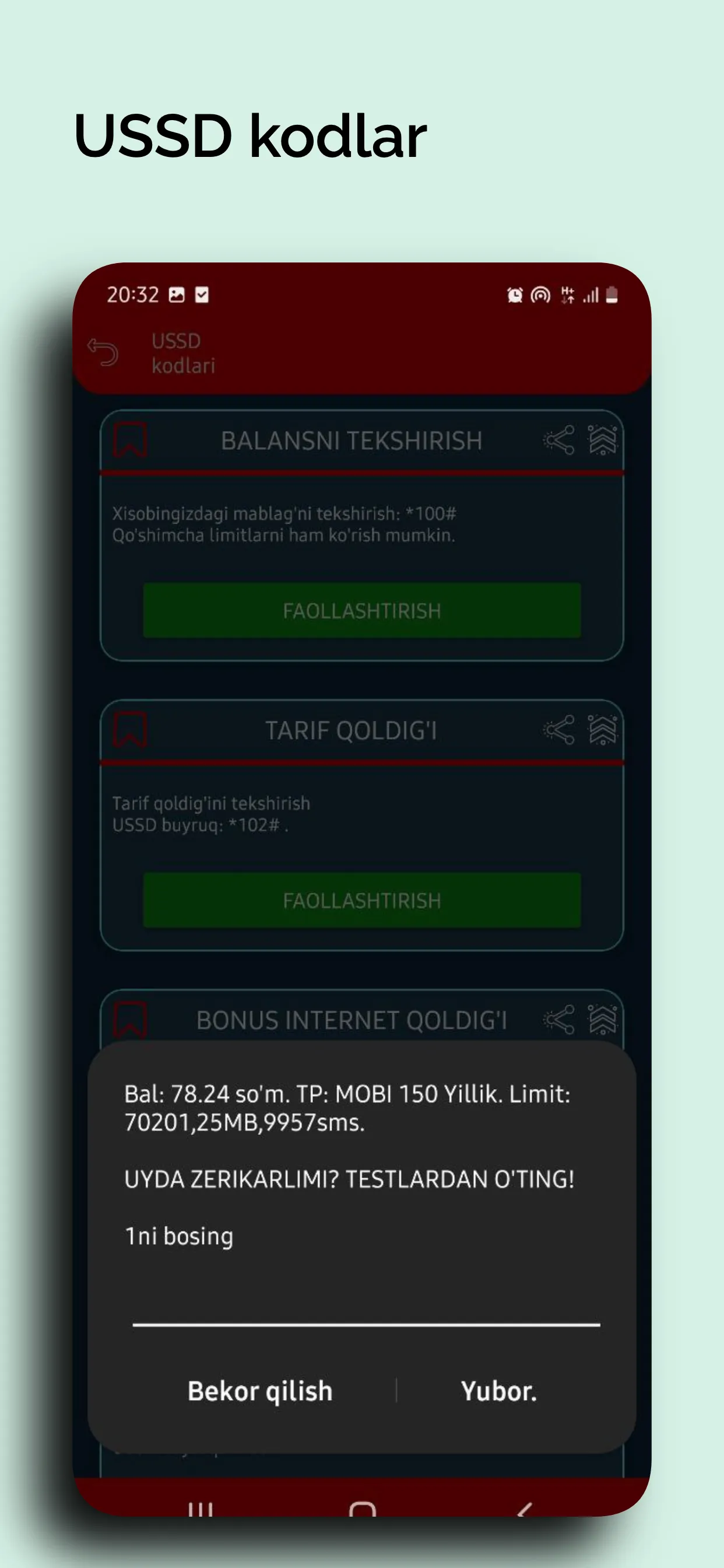 Mobiuz (UMS) USSD kodlar | Indus Appstore | Screenshot