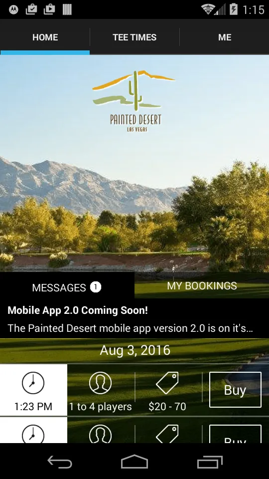 Painted Desert Tee Times | Indus Appstore | Screenshot