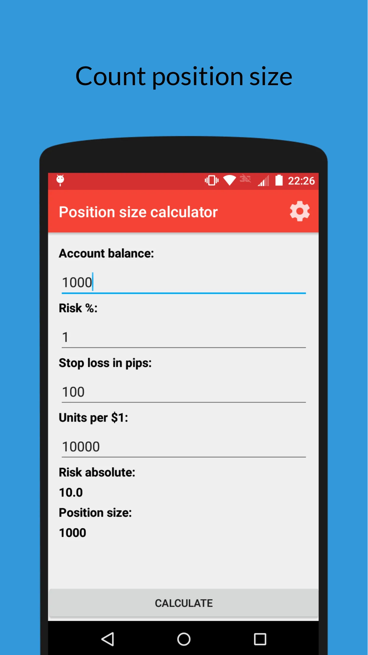 Position size calculator | Indus Appstore | Screenshot