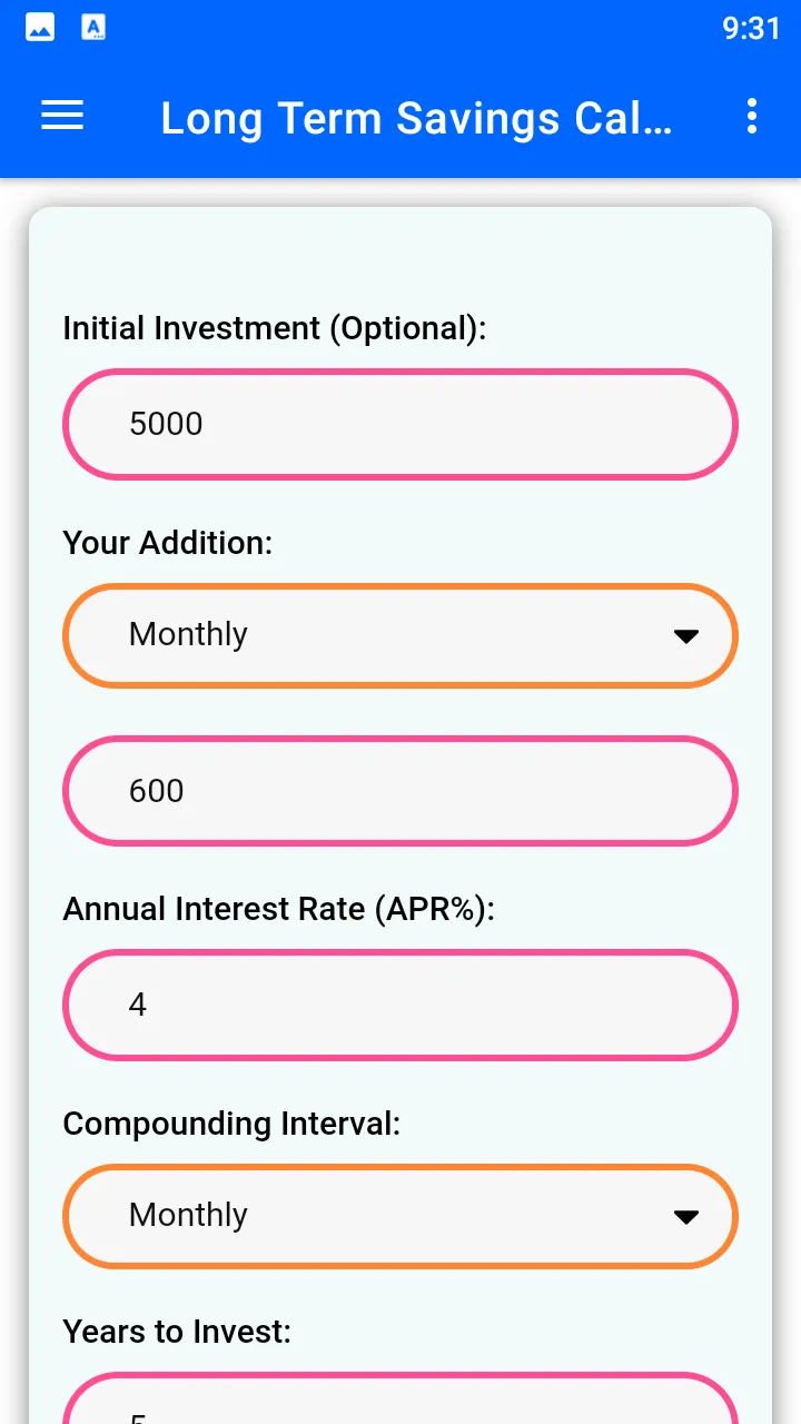 Long Term Savings Calculator | Indus Appstore | Screenshot