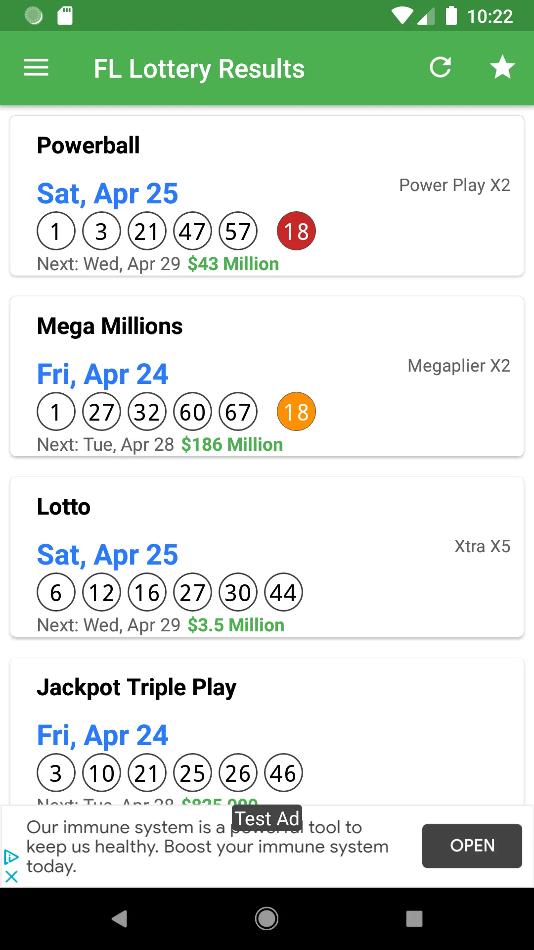 FL Lottery Results | Indus Appstore | Screenshot