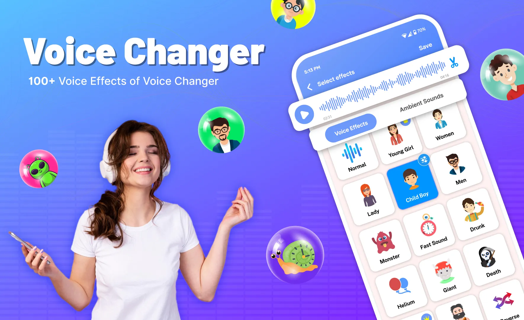 Voice Changer Male to Female | Indus Appstore | Screenshot