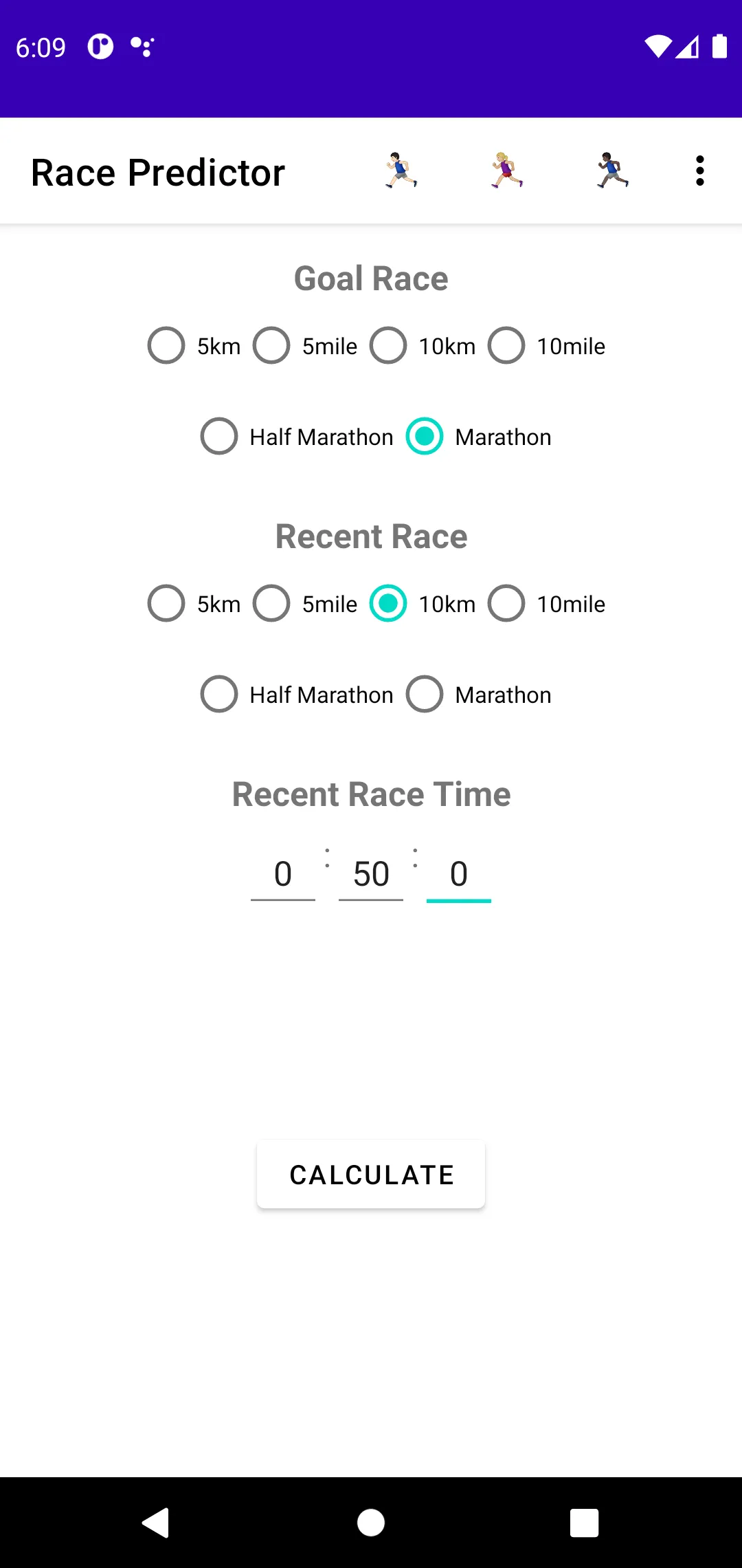 Marathon time predictor | Indus Appstore | Screenshot