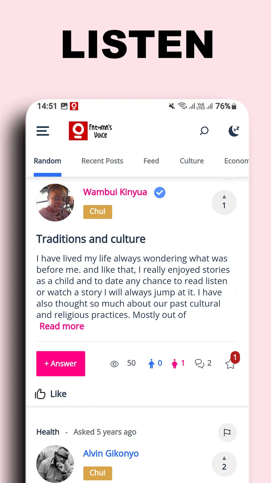 Fatuma’s Voice Forum | Indus Appstore | Screenshot