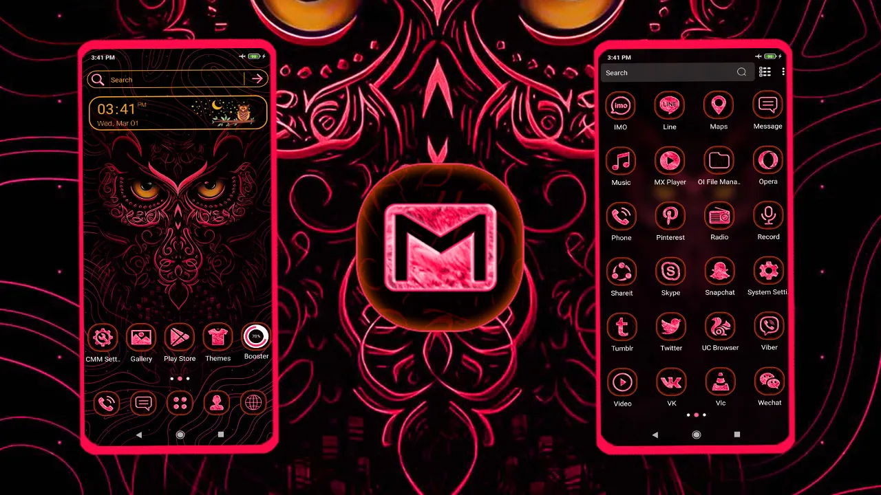 Owl Pink Dark Theme | Indus Appstore | Screenshot