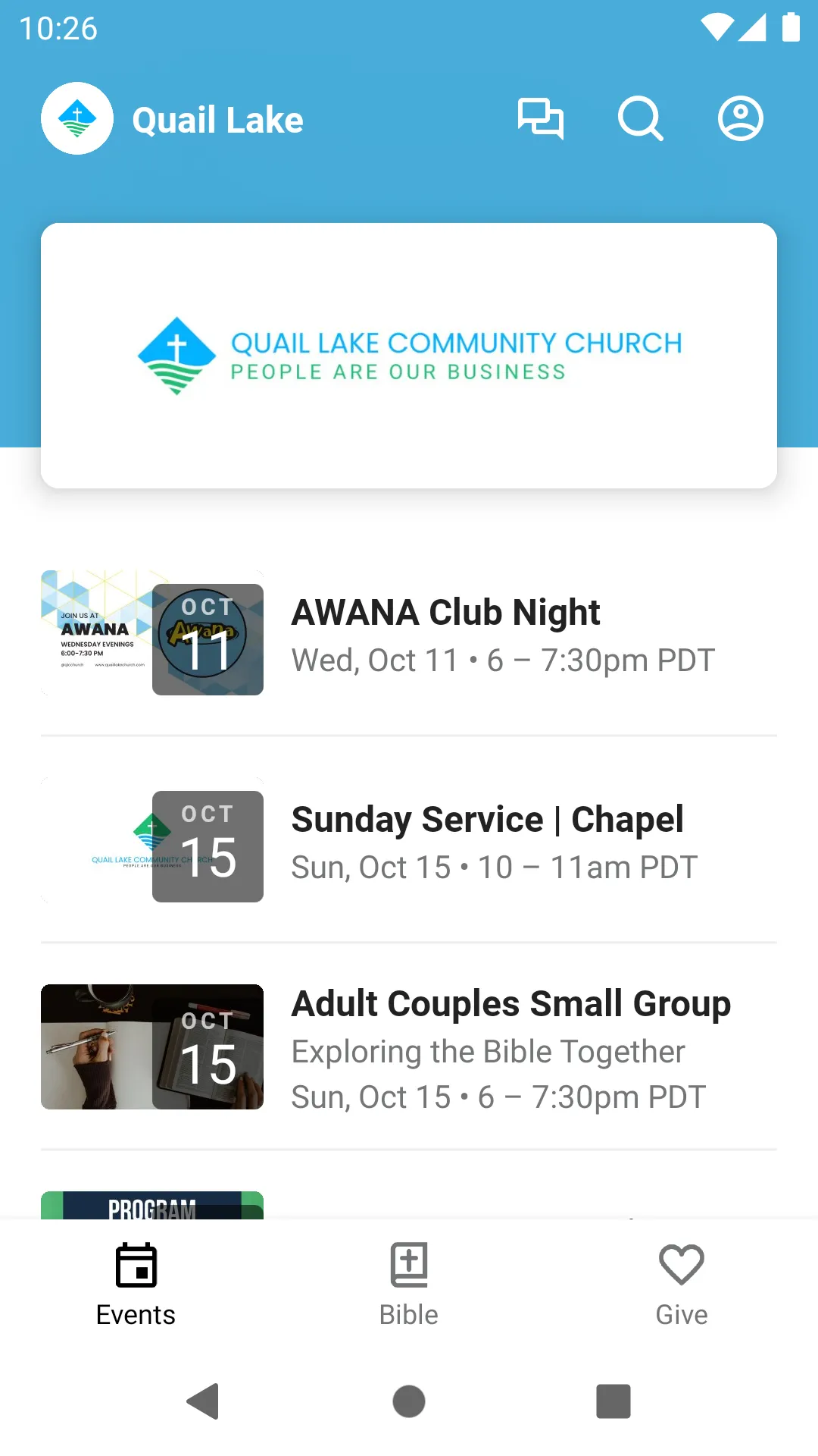 Quail Lake Community Church | Indus Appstore | Screenshot