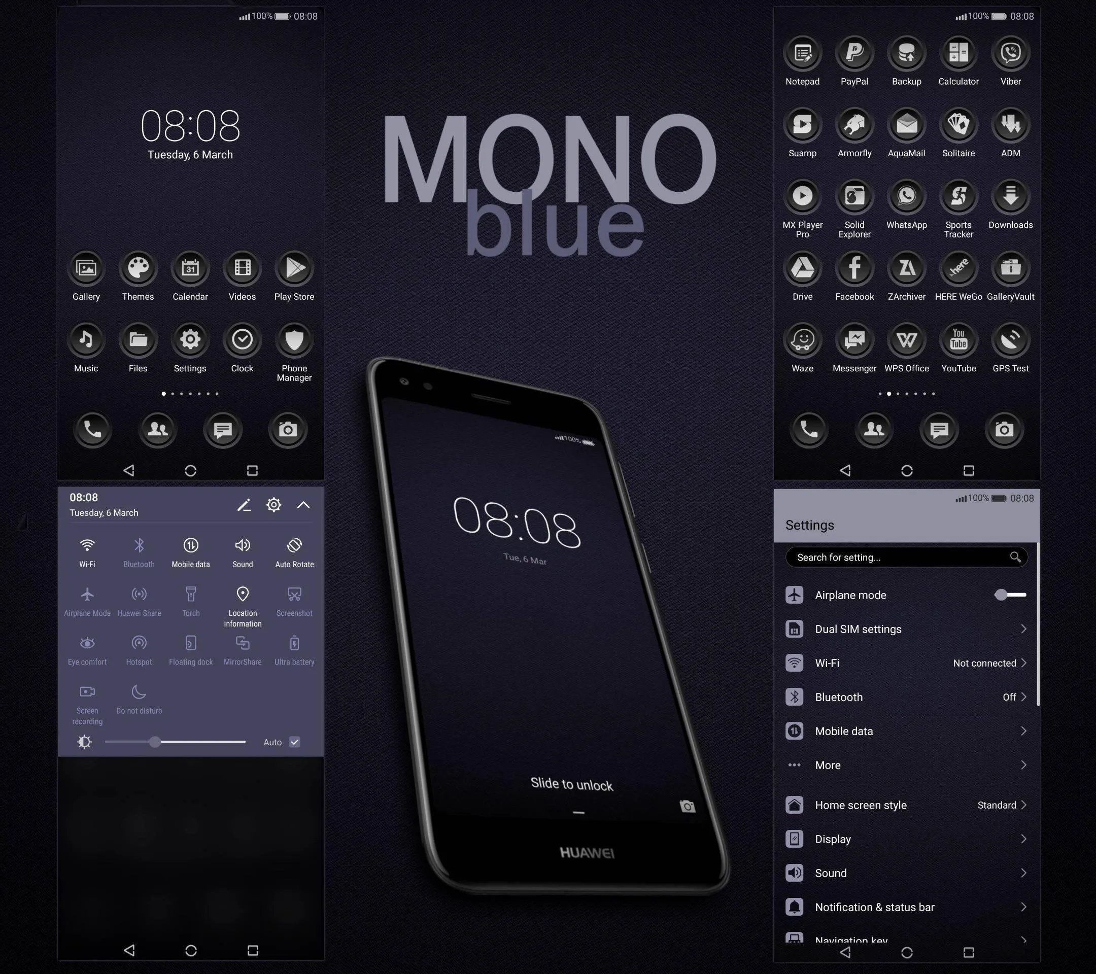 [EMUI 5/8]Mono Blue Theme | Indus Appstore | Screenshot