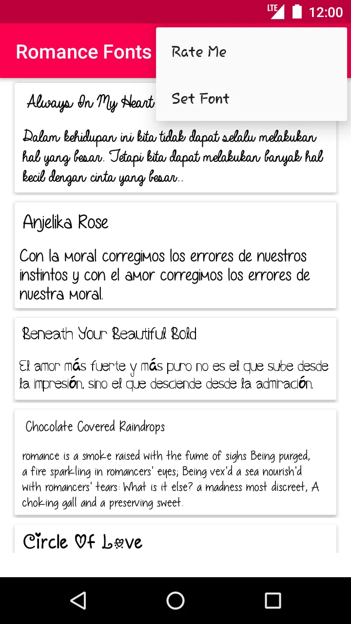 Romance Fonts | Indus Appstore | Screenshot