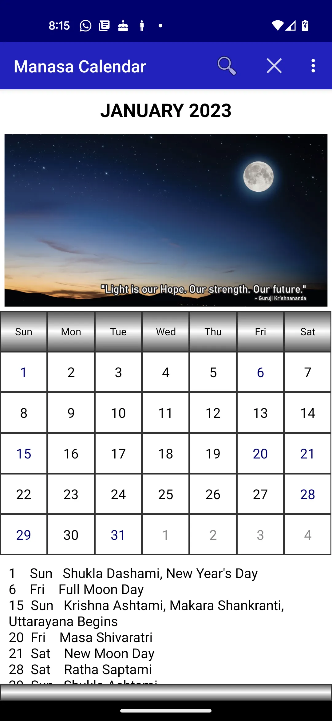 Manasa Calendar | Indus Appstore | Screenshot