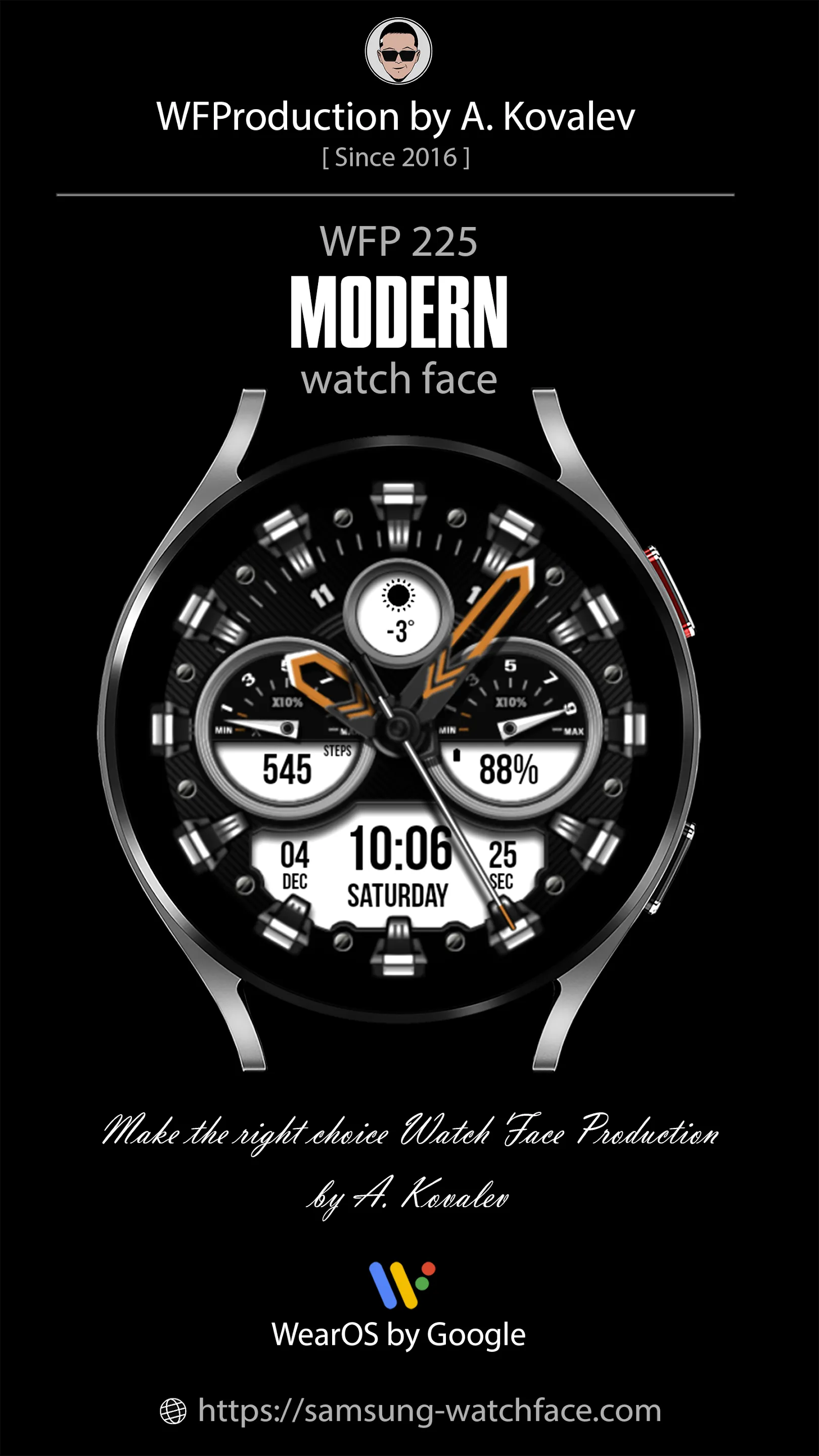 WFP 225 Modern watch face | Indus Appstore | Screenshot