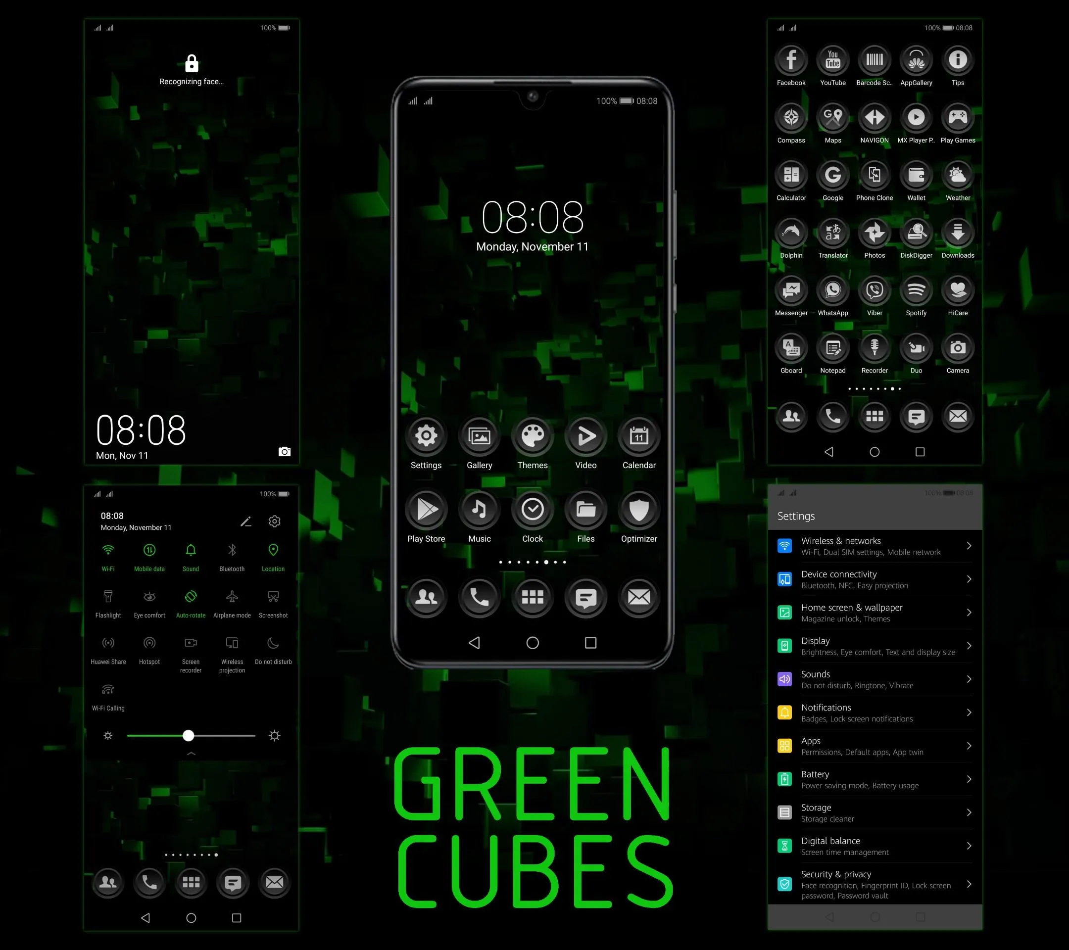 [EMUI 9.1]Green Cubes Theme | Indus Appstore | Screenshot