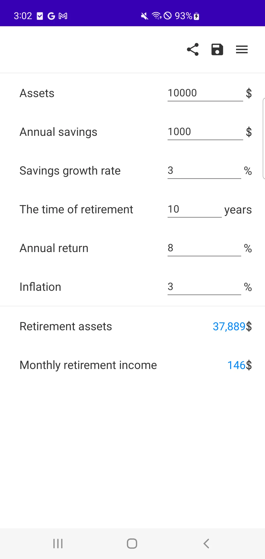 Retirement Calculator | Indus Appstore | Screenshot