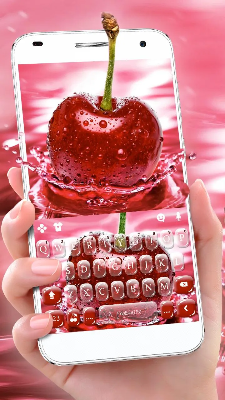 Water Splash Cherry Keyboard T | Indus Appstore | Screenshot