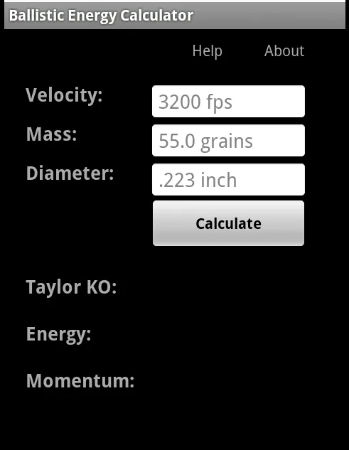 Ballistic Energy Calc | Indus Appstore | Screenshot