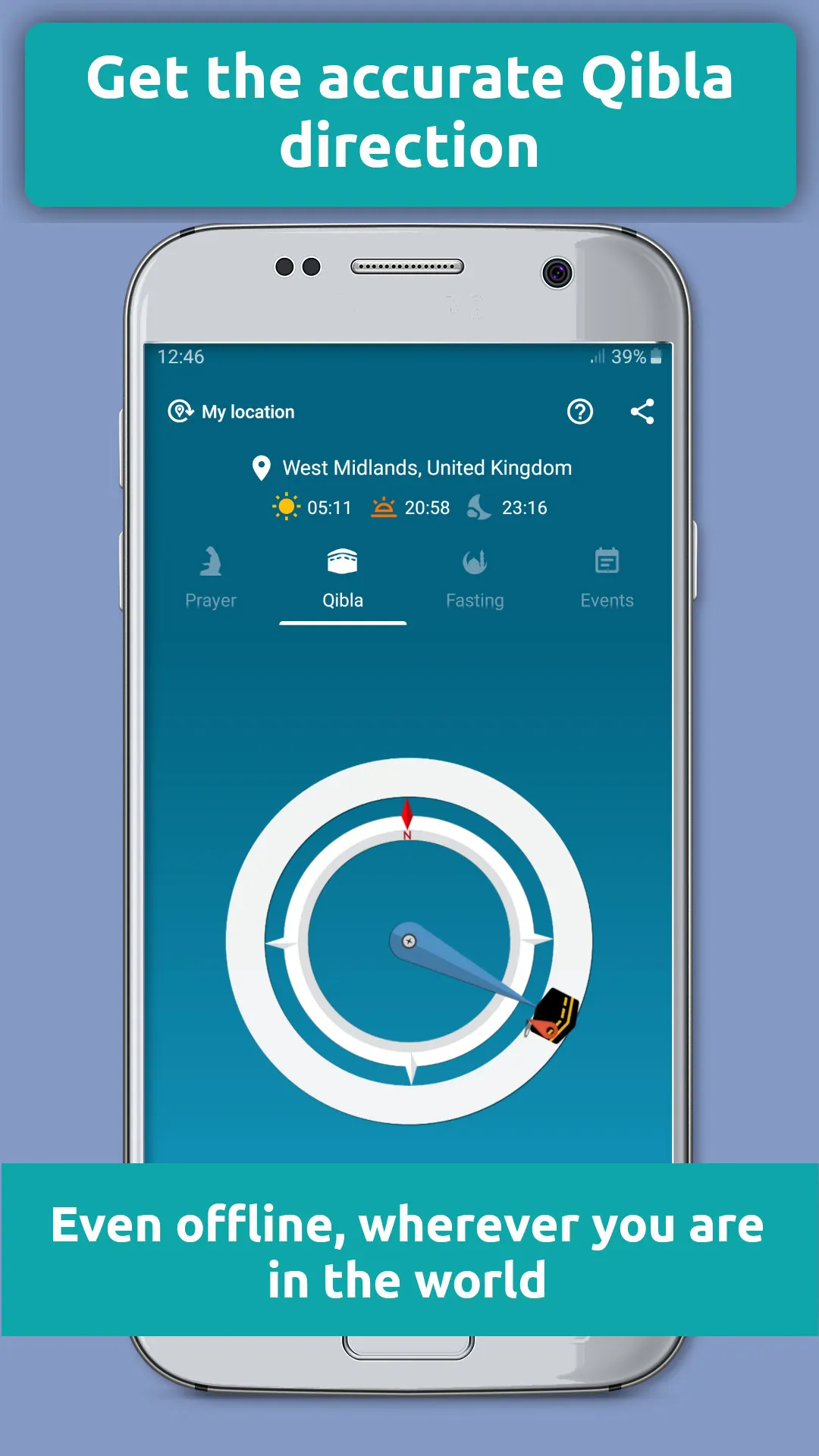 Qibla compass: prayer times | Indus Appstore | Screenshot