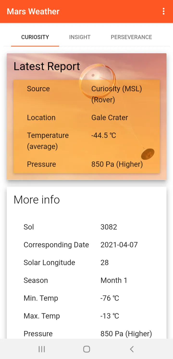 Mars Weather | Indus Appstore | Screenshot