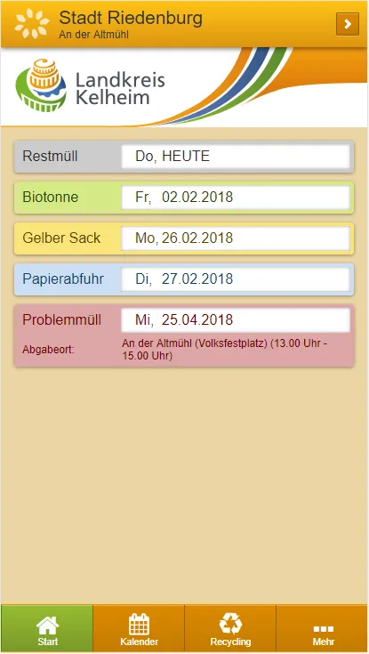 Landkreis Kelheim Abfall-App | Indus Appstore | Screenshot