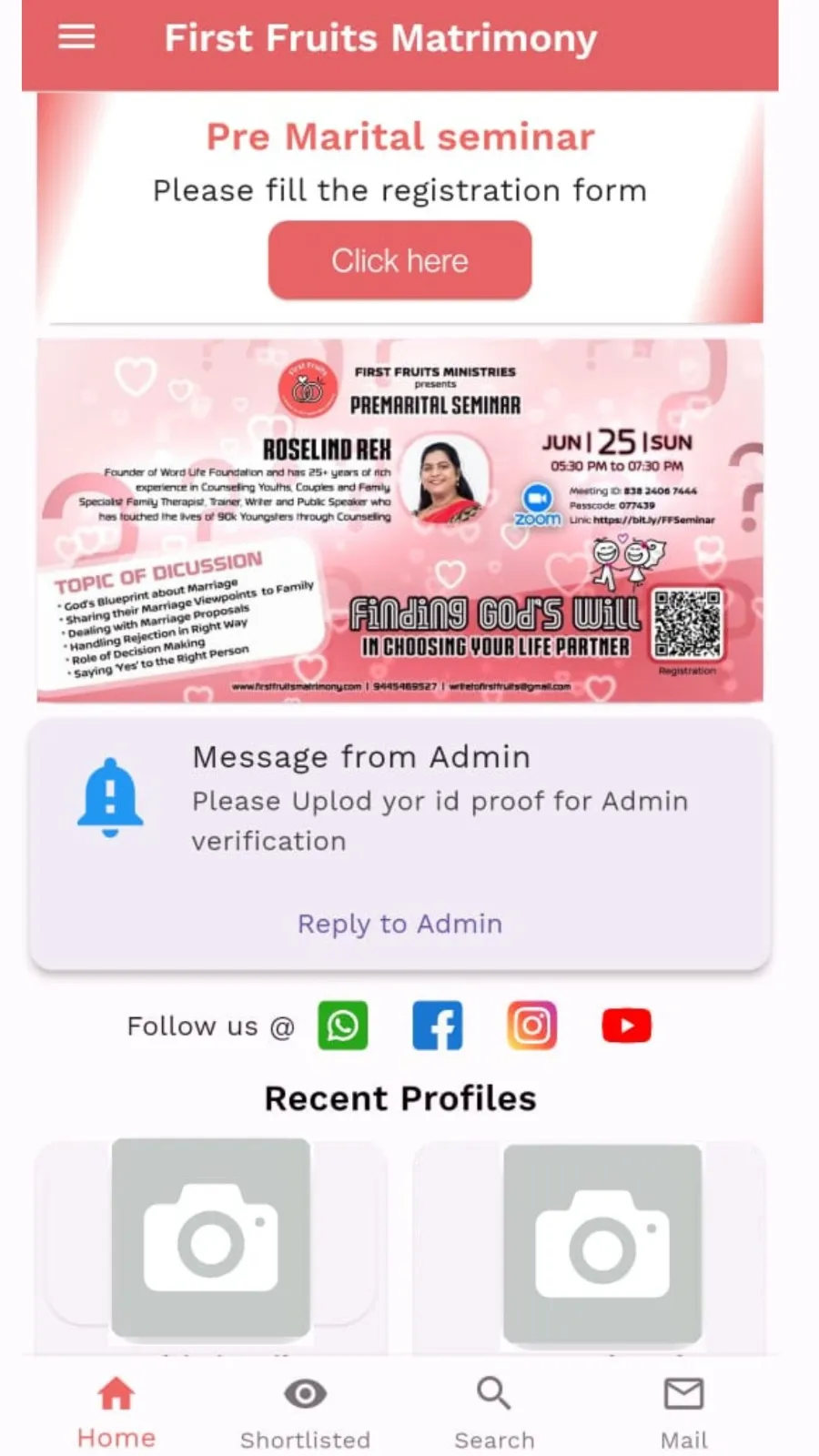 FirstFruits ChristianMatrimony | Indus Appstore | Screenshot