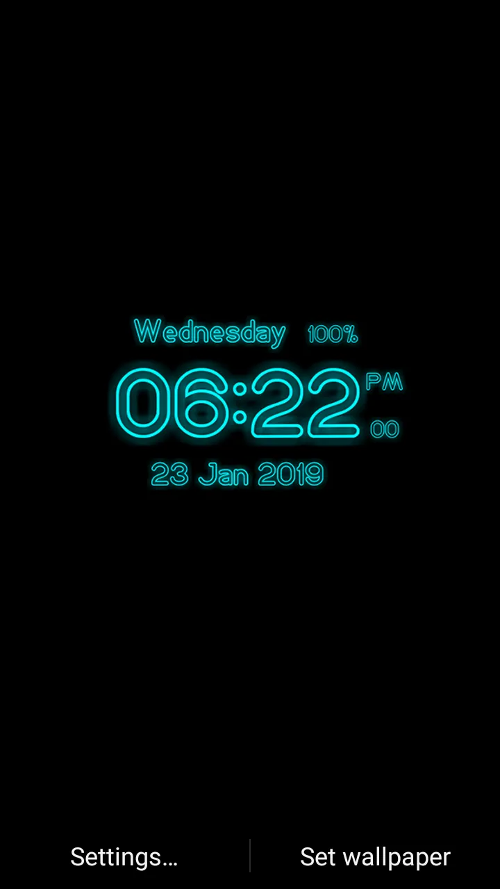 Neon Digital Clock Wallpaper | Indus Appstore | Screenshot