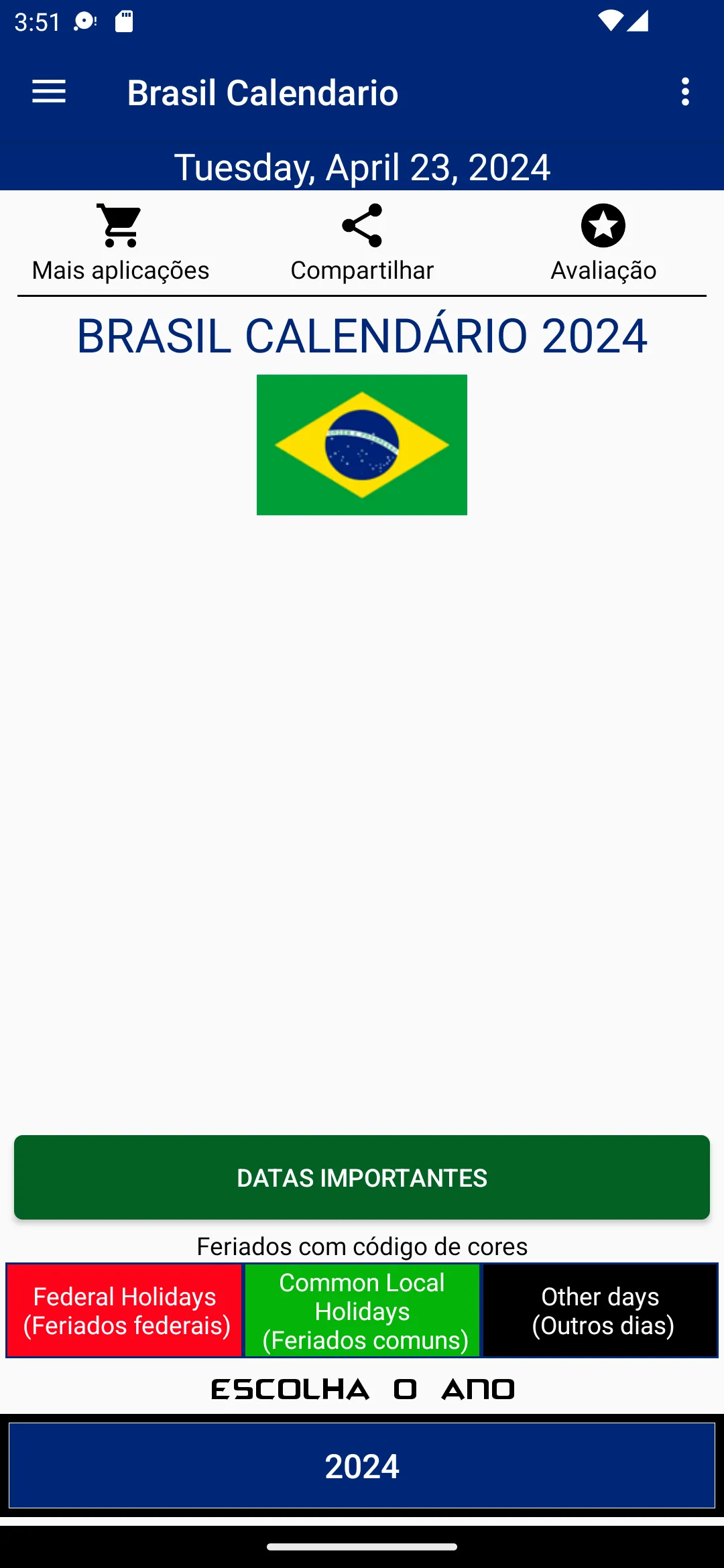 Brasil Calendário 2024 | Indus Appstore | Screenshot