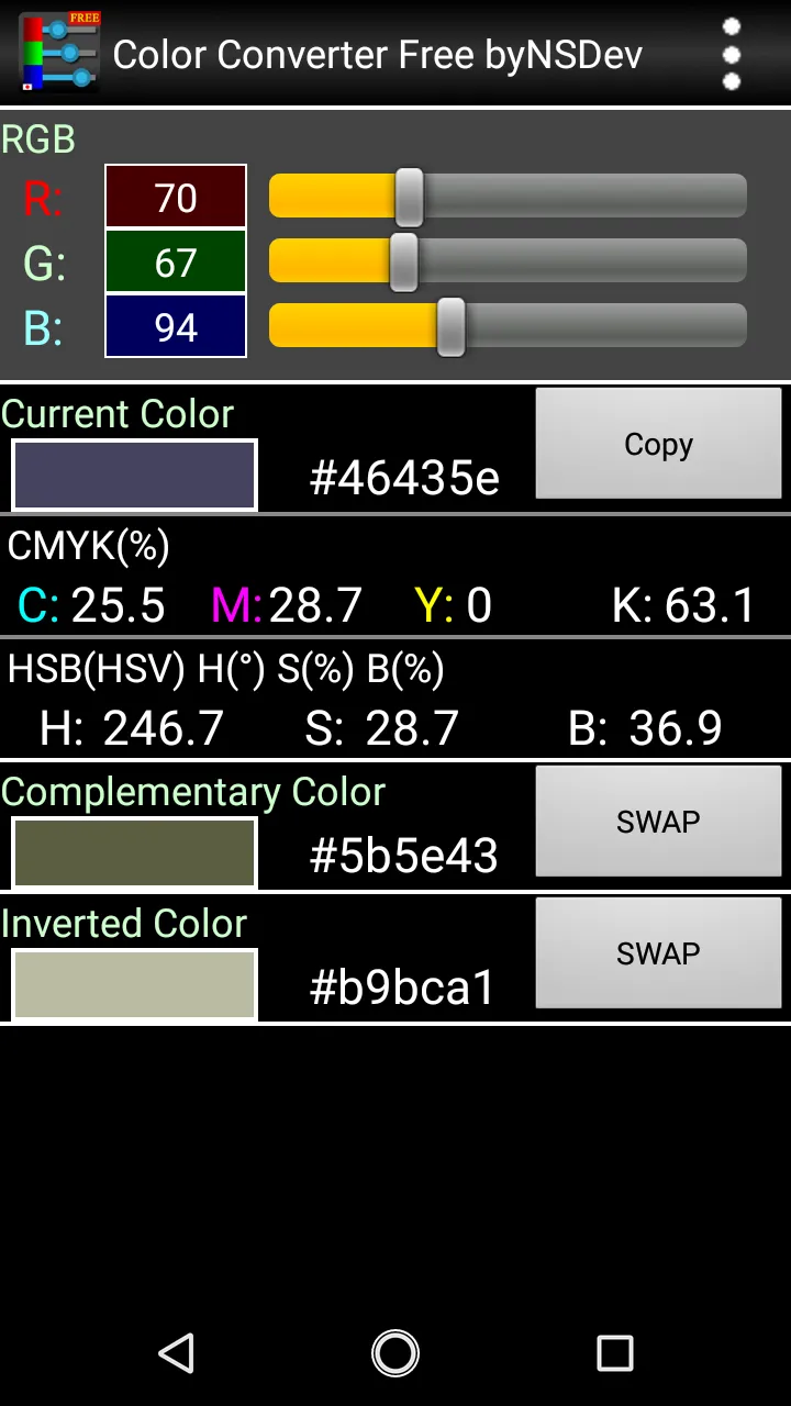 Color Converter byNSDev | Indus Appstore | Screenshot