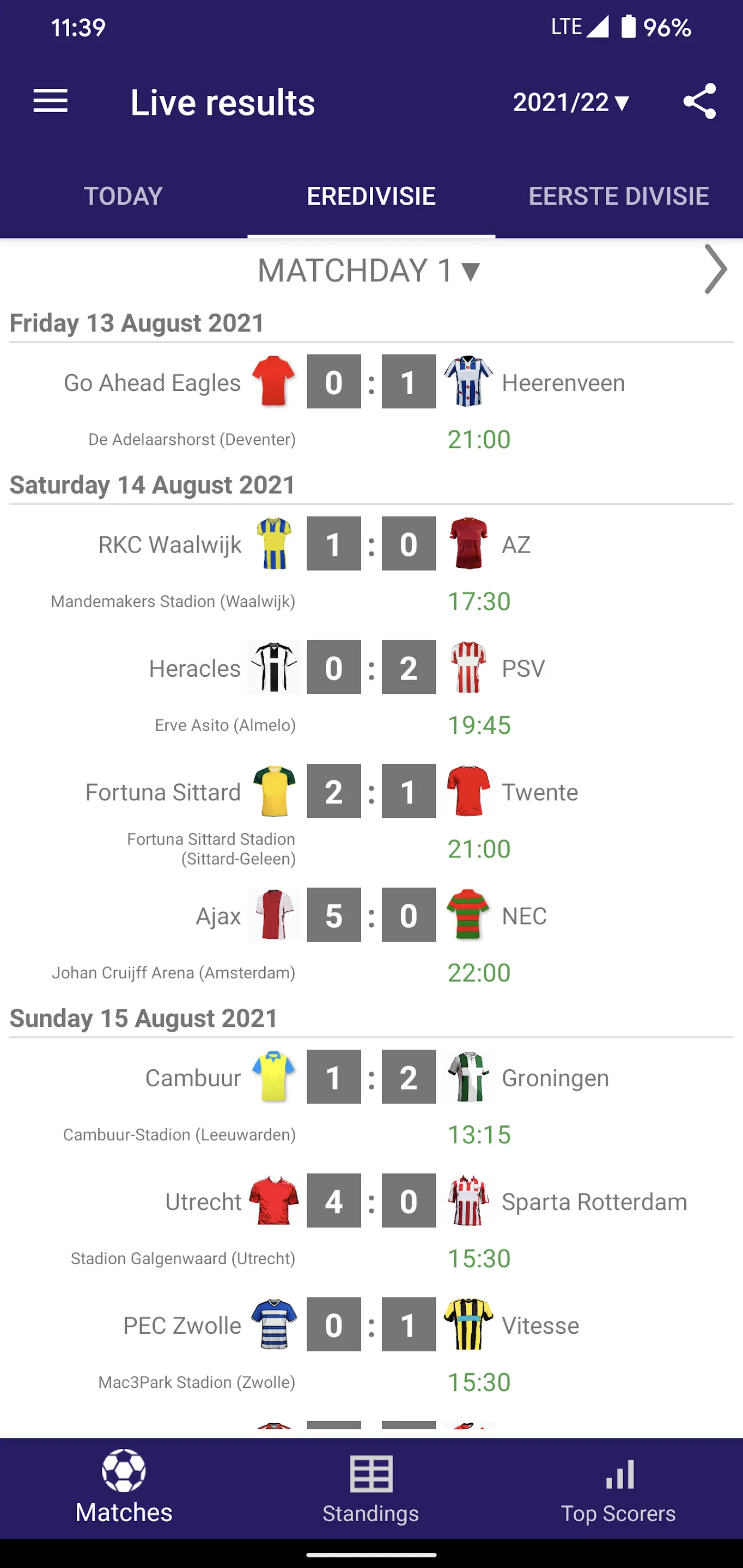 Live Scores for Eredivisie | Indus Appstore | Screenshot