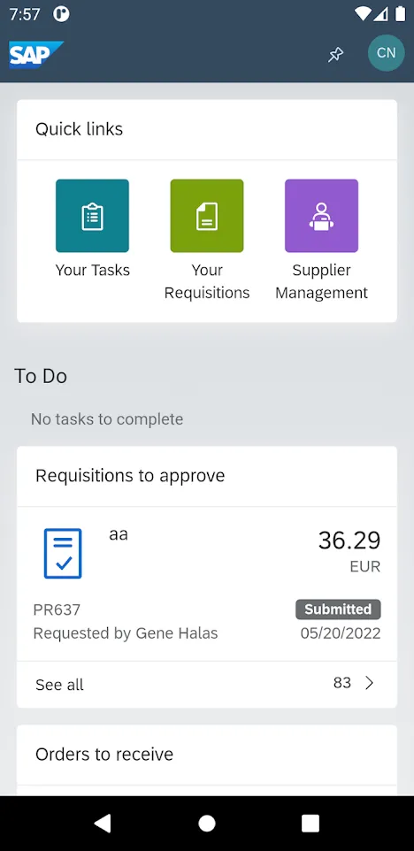 SAP Ariba Procurement | Indus Appstore | Screenshot